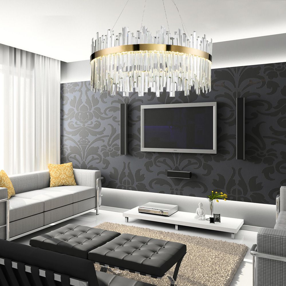 Toolight, LED krištáľové stropné svietidlo 60cm, APP1515-CP60, zlatá matná, OSW-03263