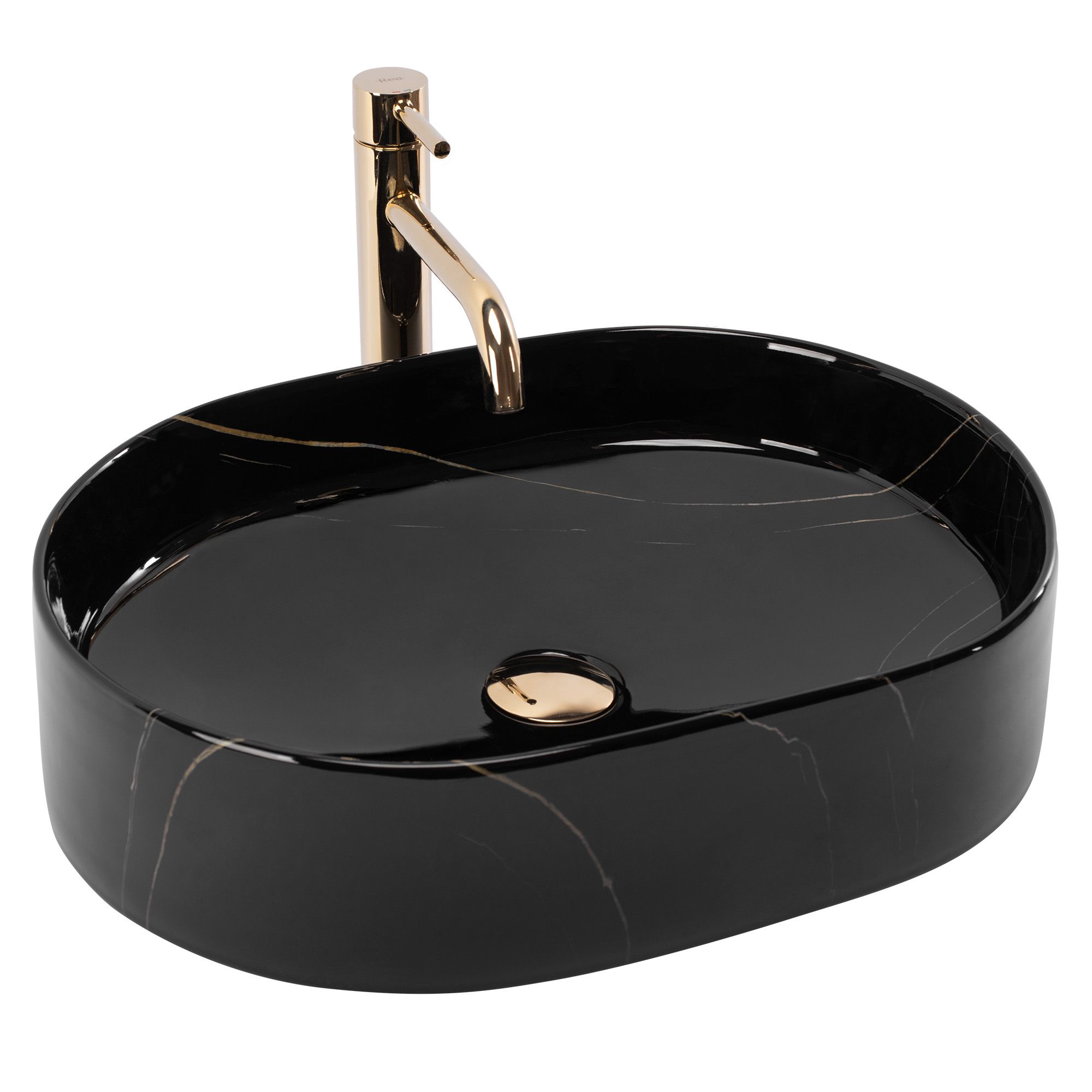 Rea Nadia, umývadlo na dosku 500x380x120 mm, imitácia kameňa - Black Stone, REA-U9240