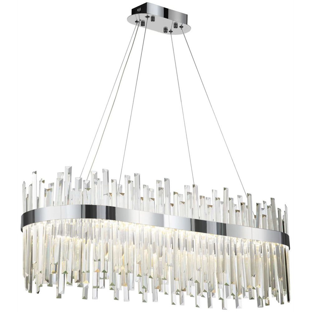 Toolight, LED krištáľové svietidlo 80x35 cm, 62W, APP1514-CP80, chrómová, OSW-03262