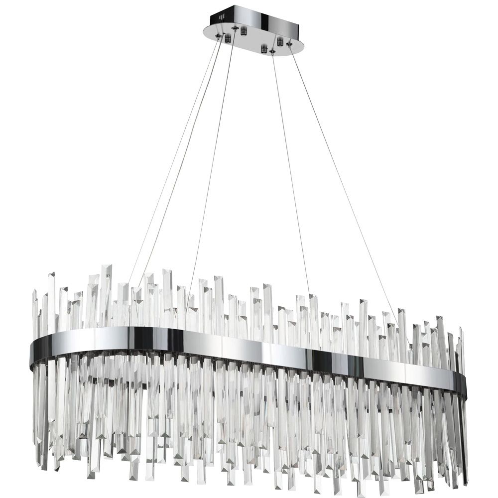 Toolight, LED krištáľové svietidlo 80x35 cm, 62W, APP1514-CP80, chrómová, OSW-03262