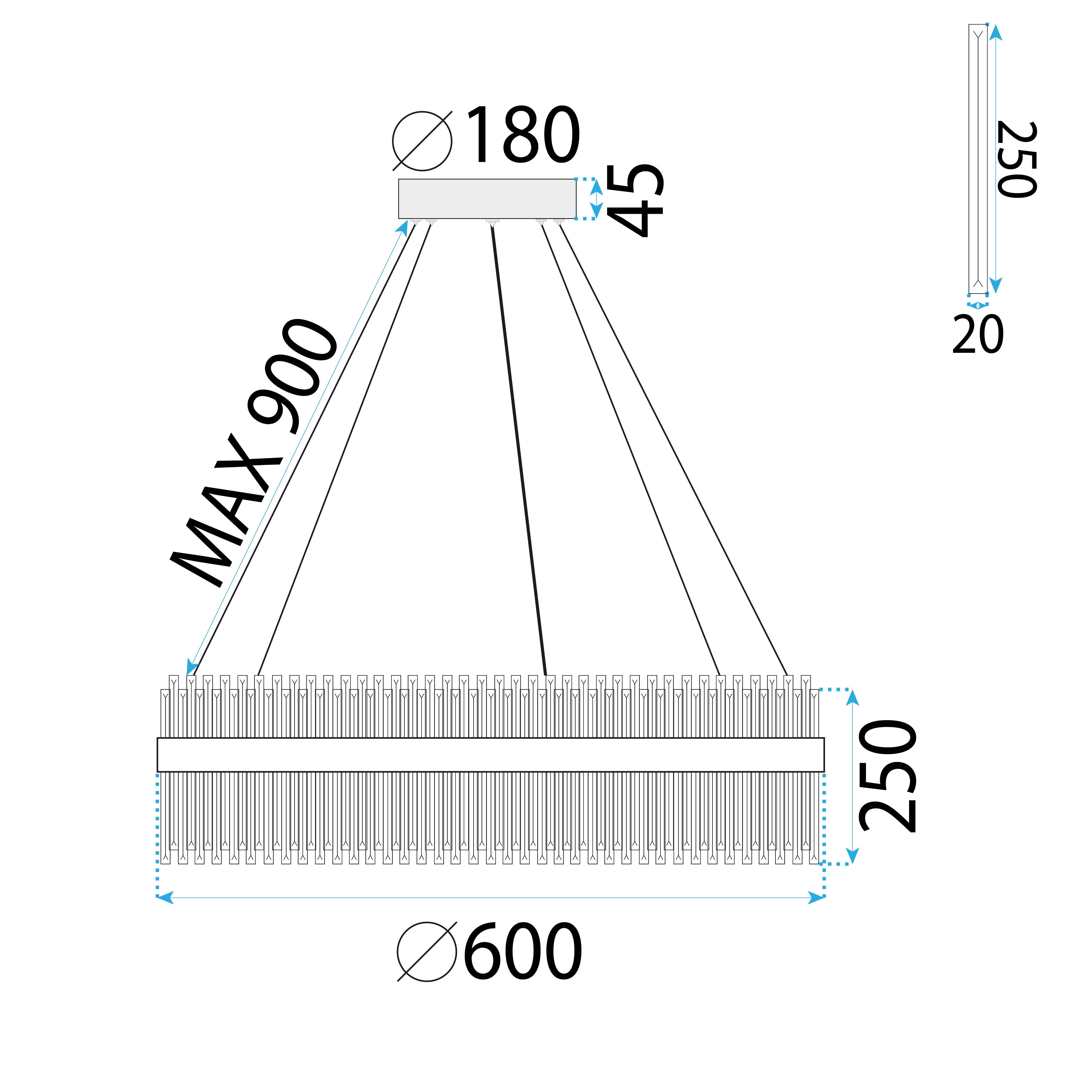 Toolight, LED stropné svietidlo 60cm, 58W, 4000K, APP1516-CP60, chrómová, OSW-03264