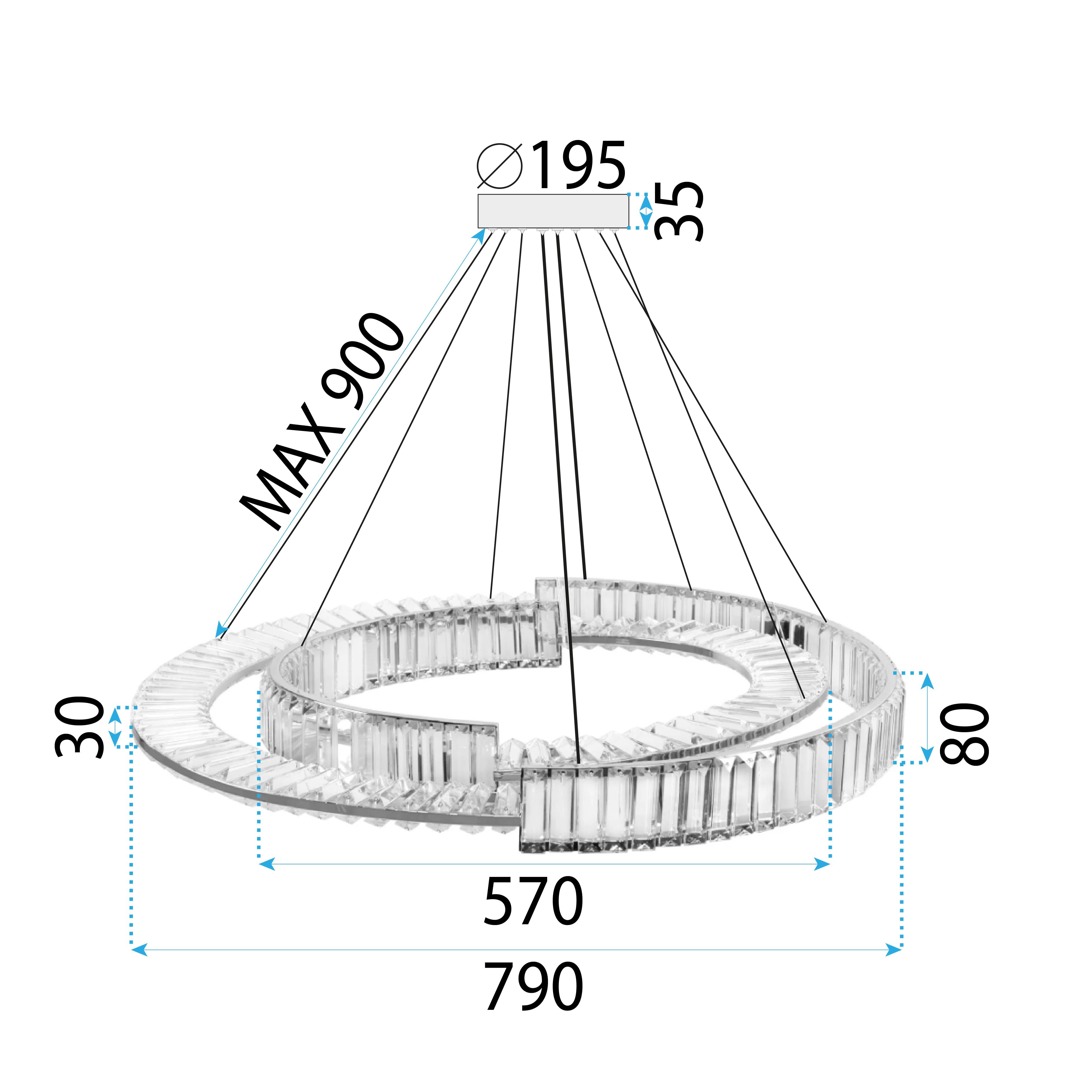 Toolight, LED krištáľové stropné svietidlo APP1525-CP60/80, chróm, OSW-06973