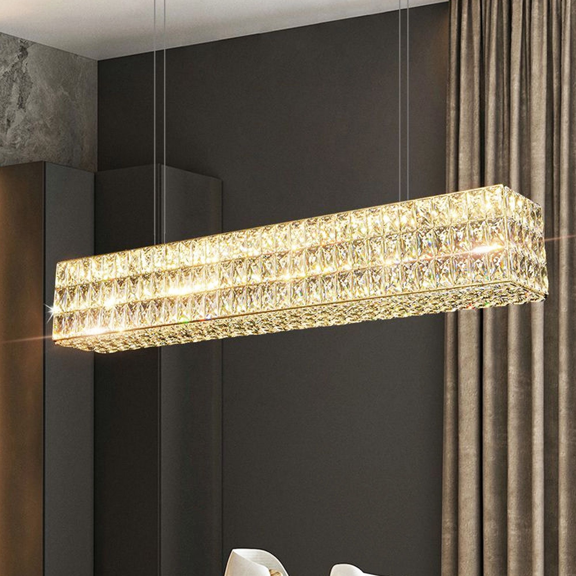 Toolight, LED krištáľové stropné svietidlo APP1566-CP, zlatá, OSW-06403