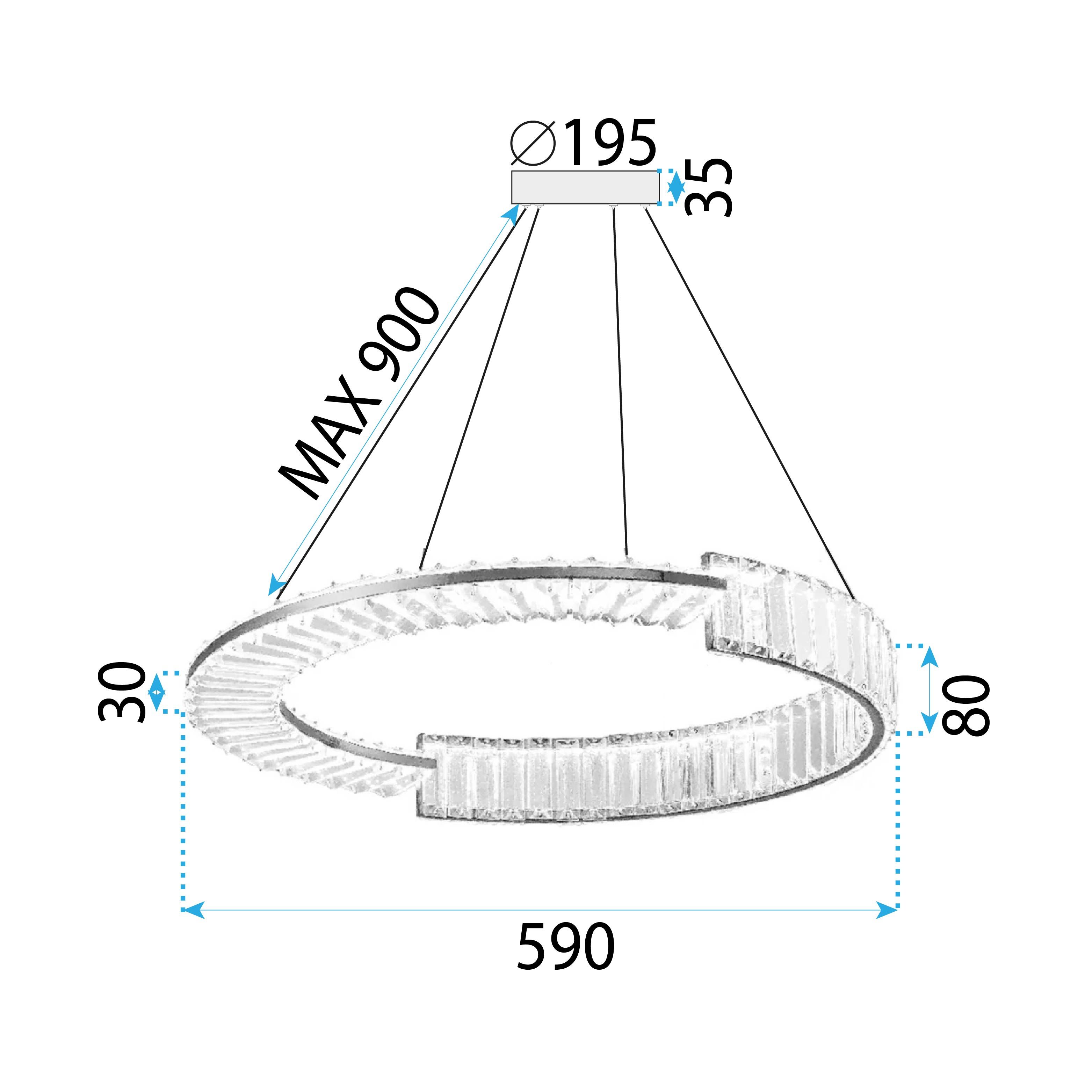 Toolight, LED krištáľové osvetlenie 60cm, APP1529-CP60, chrómová, OSW-06401