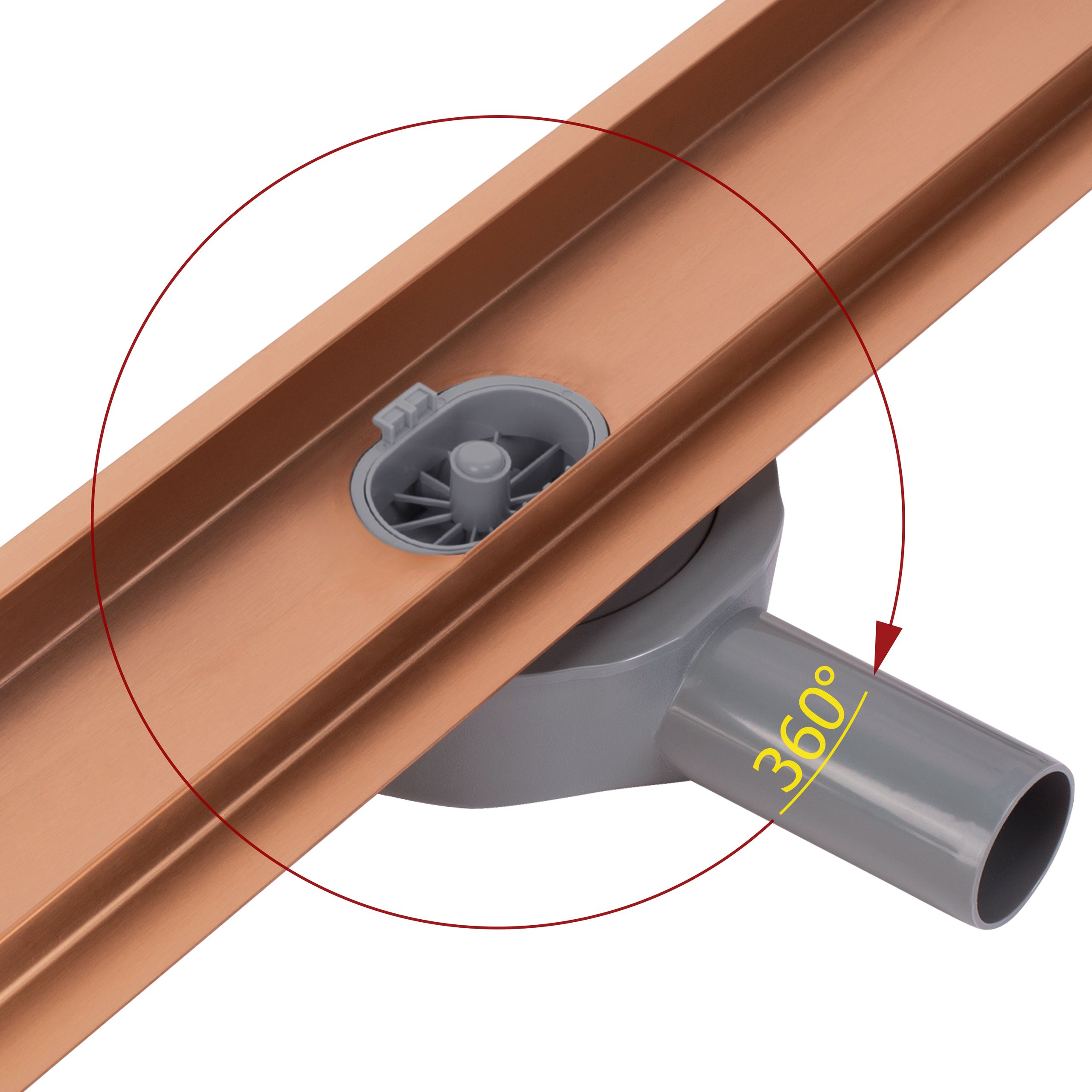 Rea Neox Pro, sprchový odtokový žľab 70cm s otočným sifónom o 360stupňov, medená matná, REA-G4801