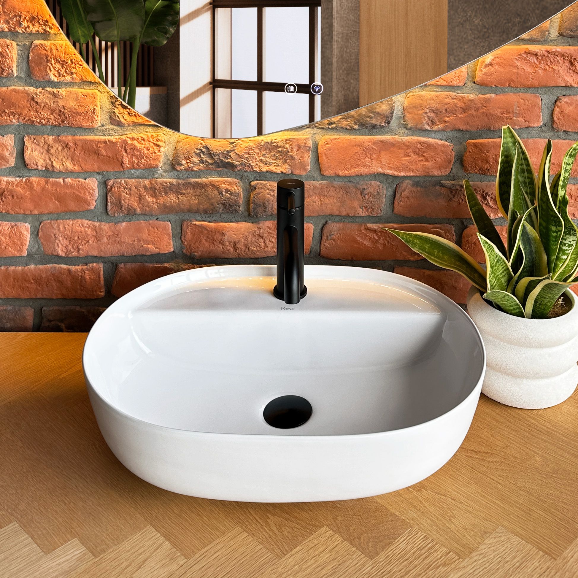 Rea Aura 51, umývadlo na dosku 505x385x135 mm, biela lesklá, REA-U4620