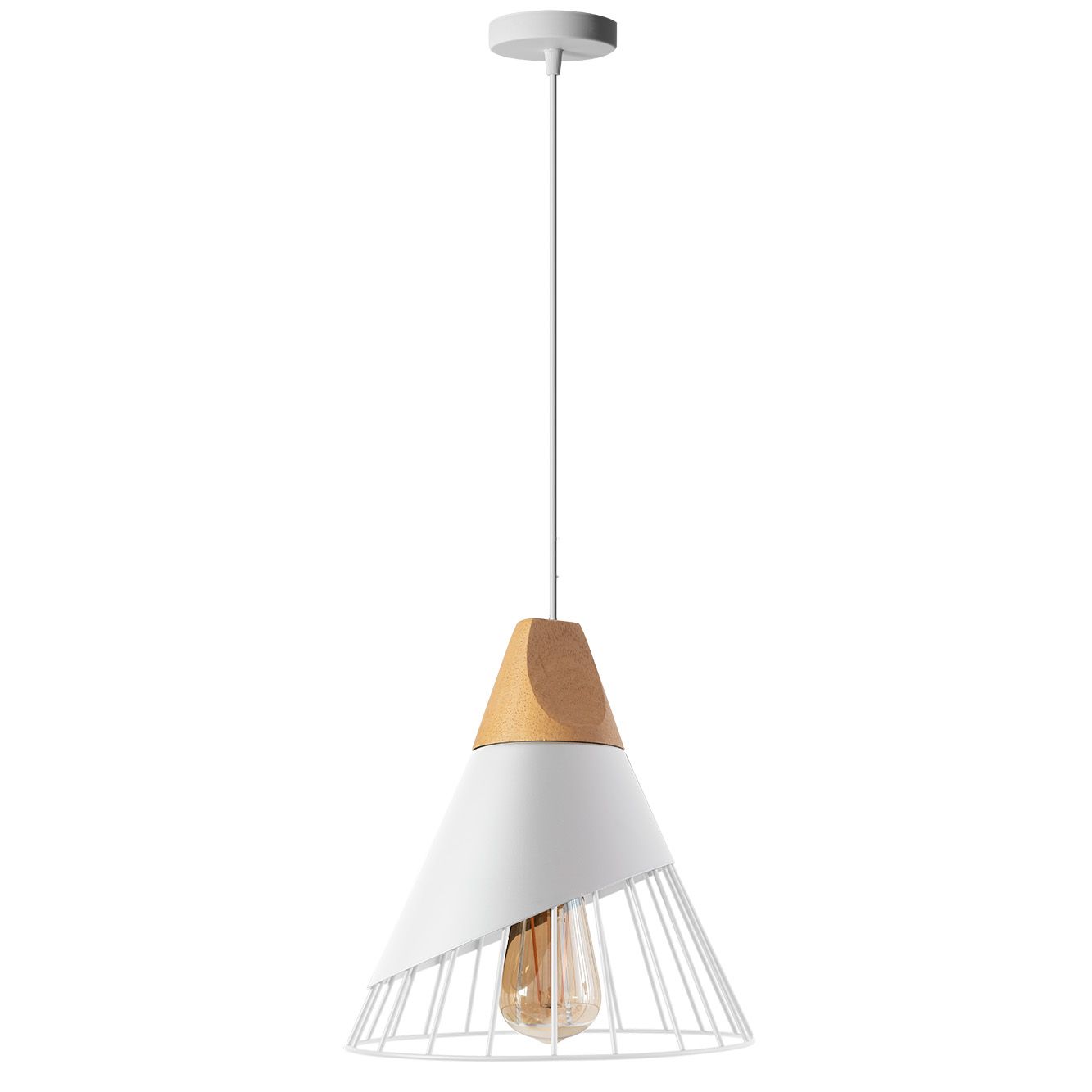 Toolight, závesná stropná lampa 1xE27 APP226-1CP, biela-hnedá, OSW-00893