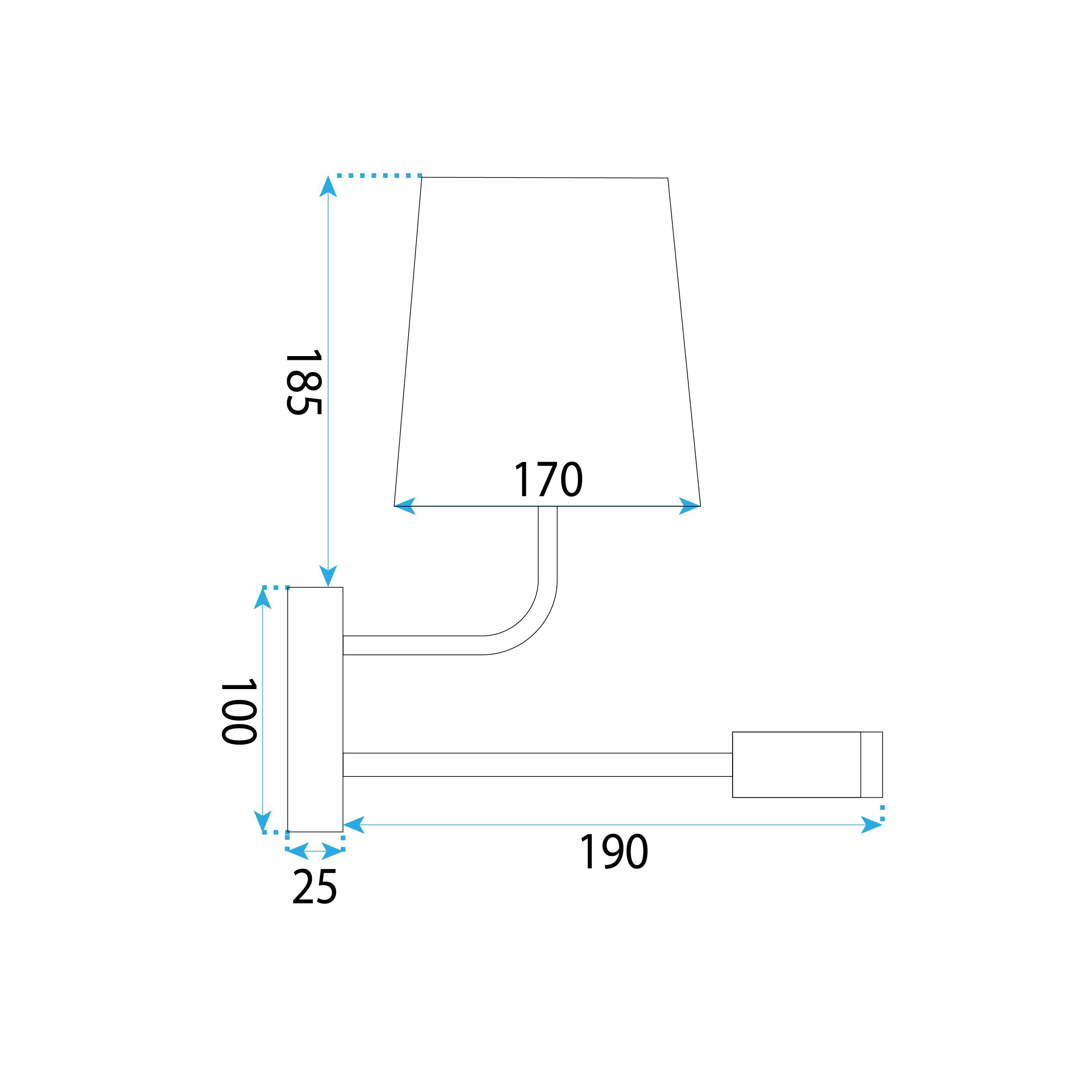 Toolight, nástenné svietidlo LED 3W+1xE27 APP1610-2W, čierna, OSW-01593