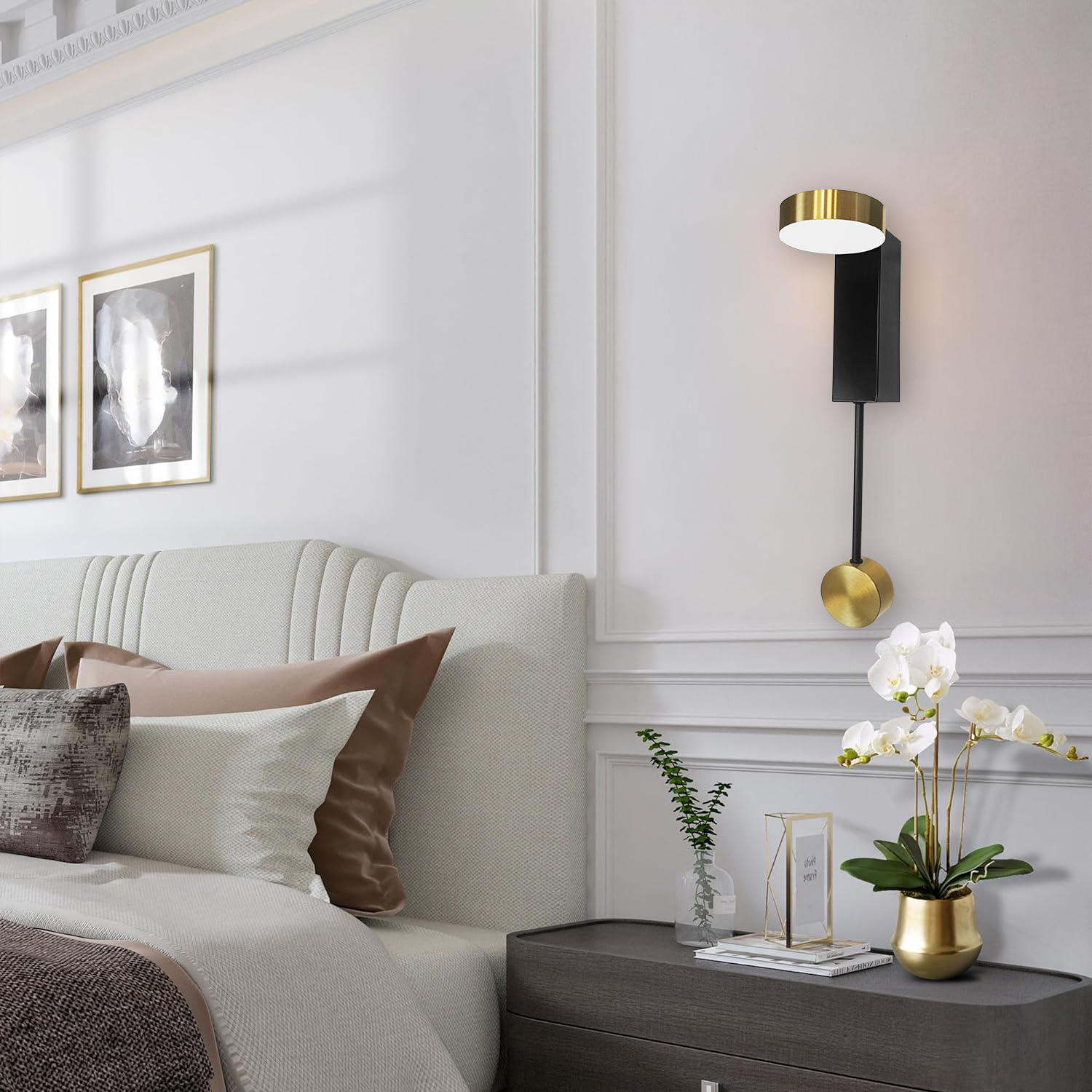 Toolight, LED nástenné svietidlo, 13W, APP1600-W, čierna-zlatá matná, OSW-01592