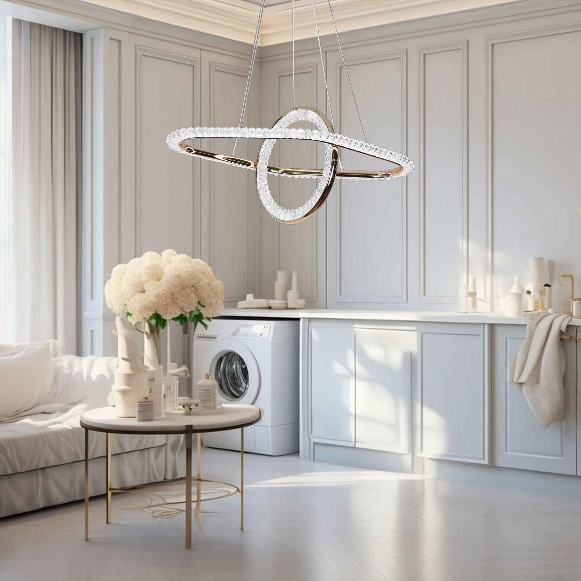 Toolight, LED závesné svietidlo 64x36 cm, 60W, G034-CP, zlatá lesklá, OSW-06301