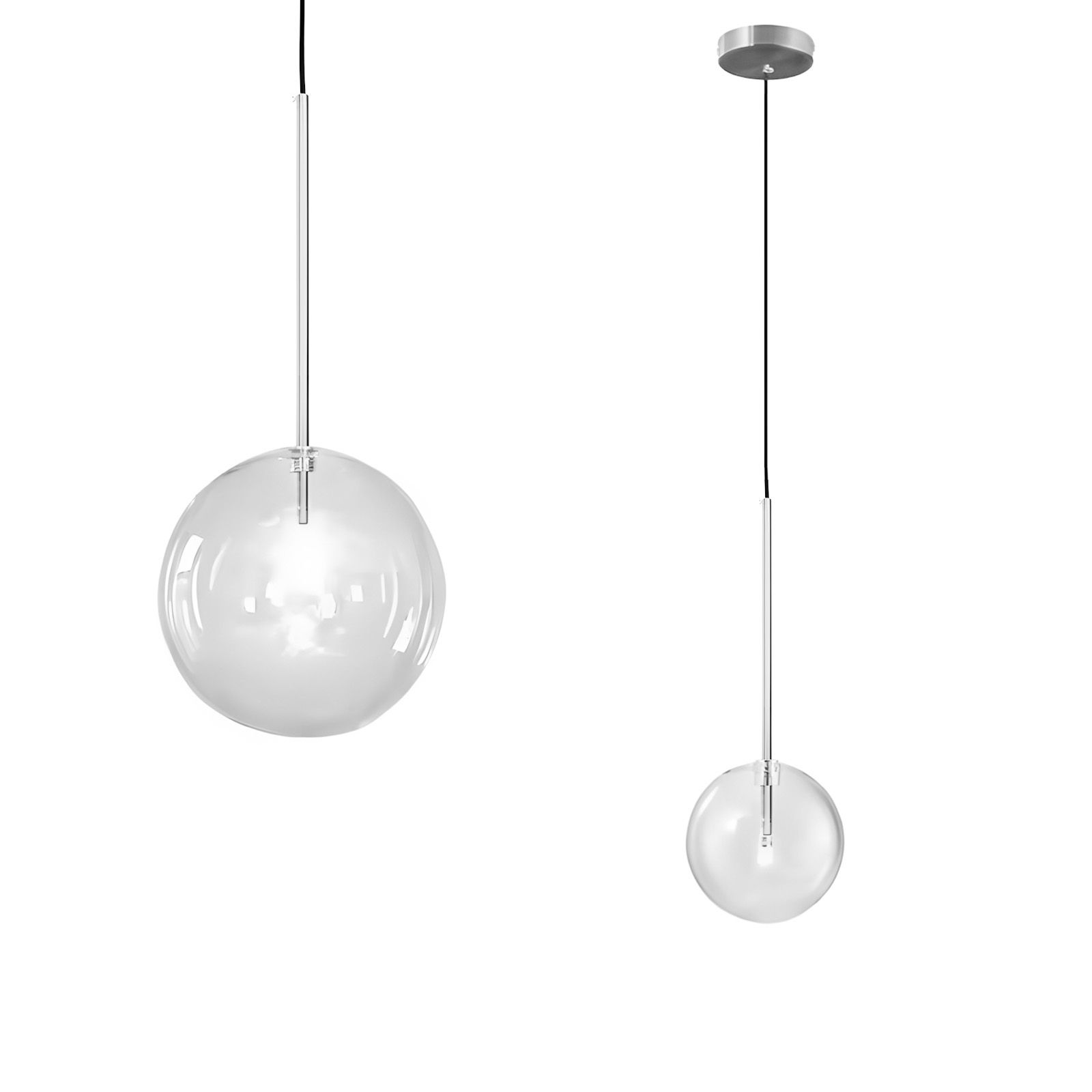 Toolight, sklenené guľové závesné stropné svietidlo 20cm, APP1684-1CP, chrómová, OSW-04304