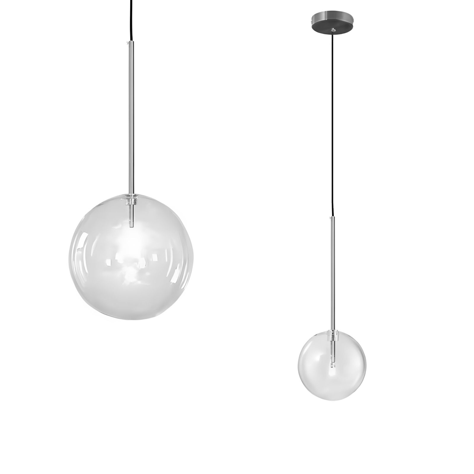 Toolight, sklenené guľové závesné stropné svietidlo 15cm, 1xG4, APP1682-1CP, chrómová, OSW-04302