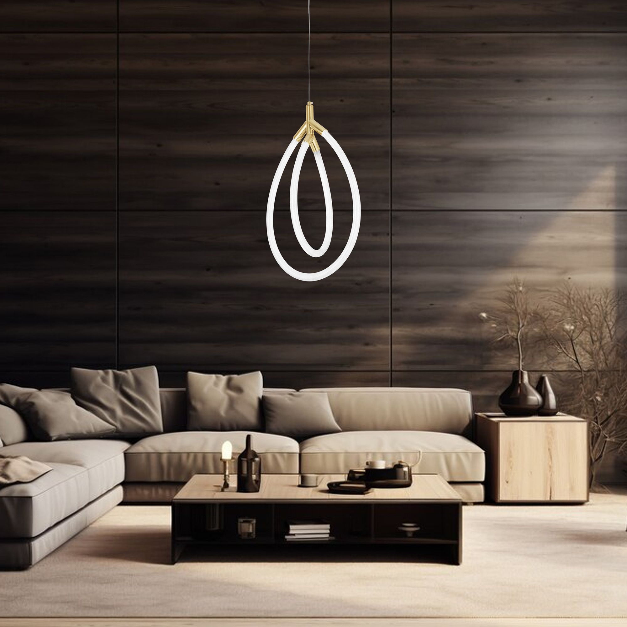 Toolight, LED závesné osvetlenie, 43W, G017-CP, zlatá-biela, OSW-06365