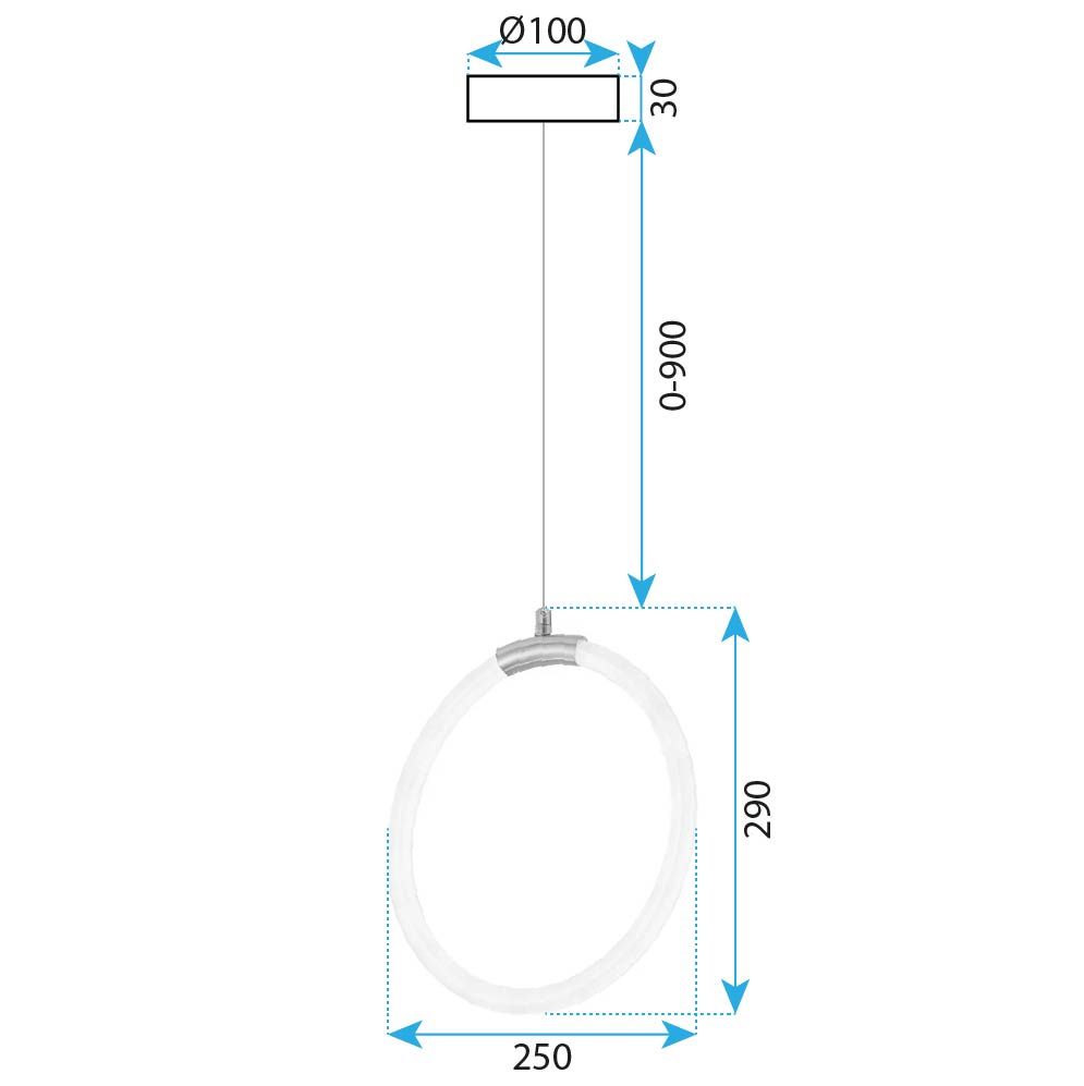 Toolight, LED závesné osvetlenie 25cm, 22W, 4000K, 2000lm, G020-CP, zlatá-biela, OSW-06371
