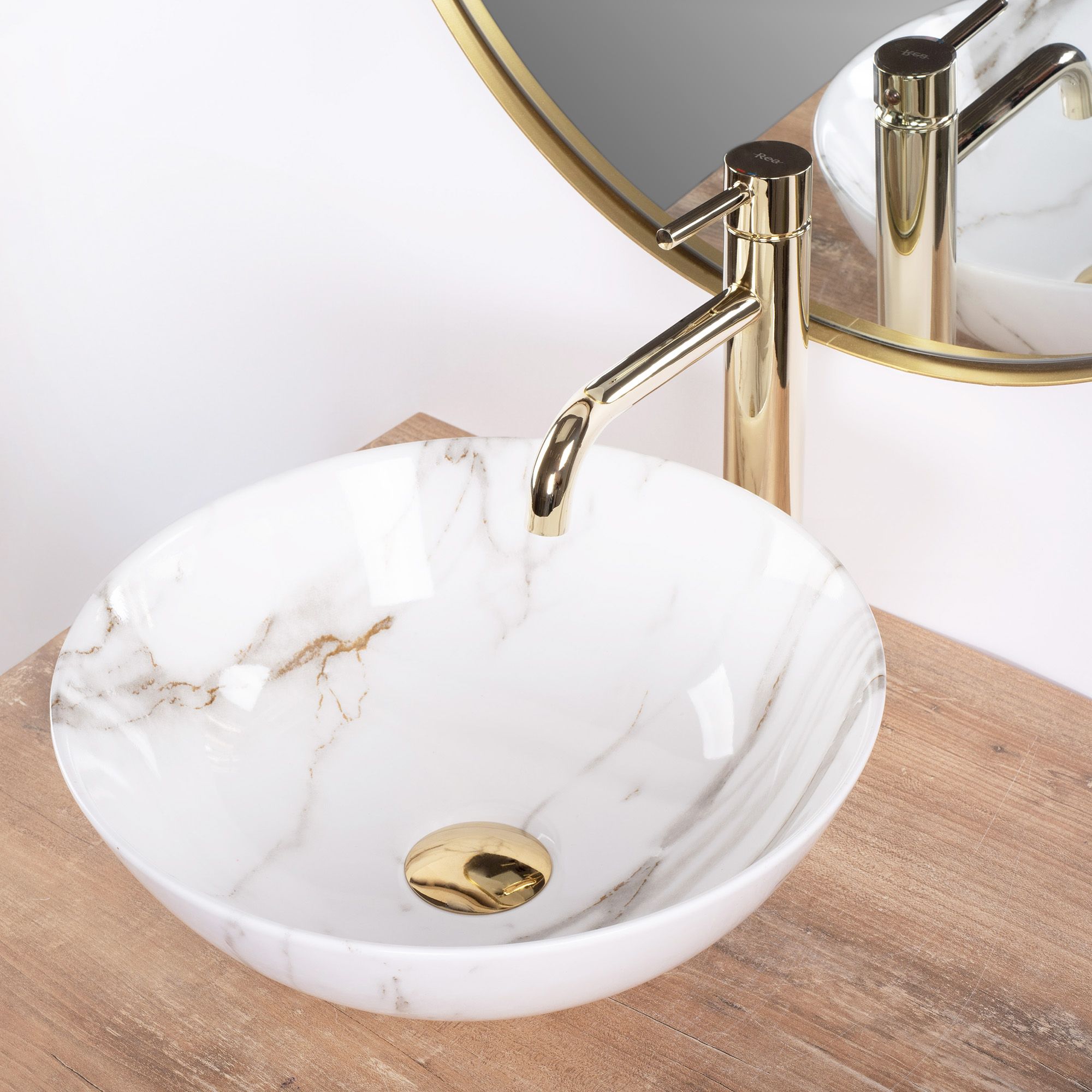 Rea Stella, umývadlo na dosku 355x355x135 mm, imitácia kameňa-Aiax Shiny, REA-U9088