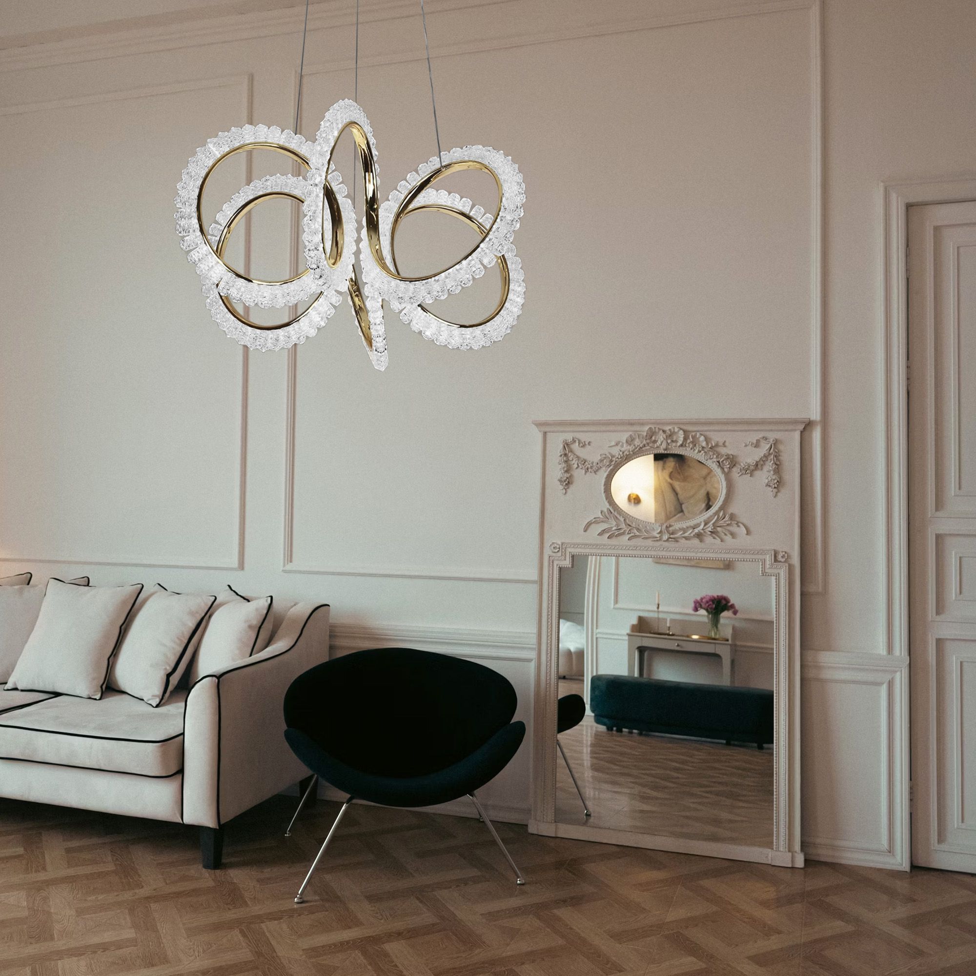 Toolight, LED závesné osvetlenie 50cm, G037-CP, zlatá lesklá, OSW-06304