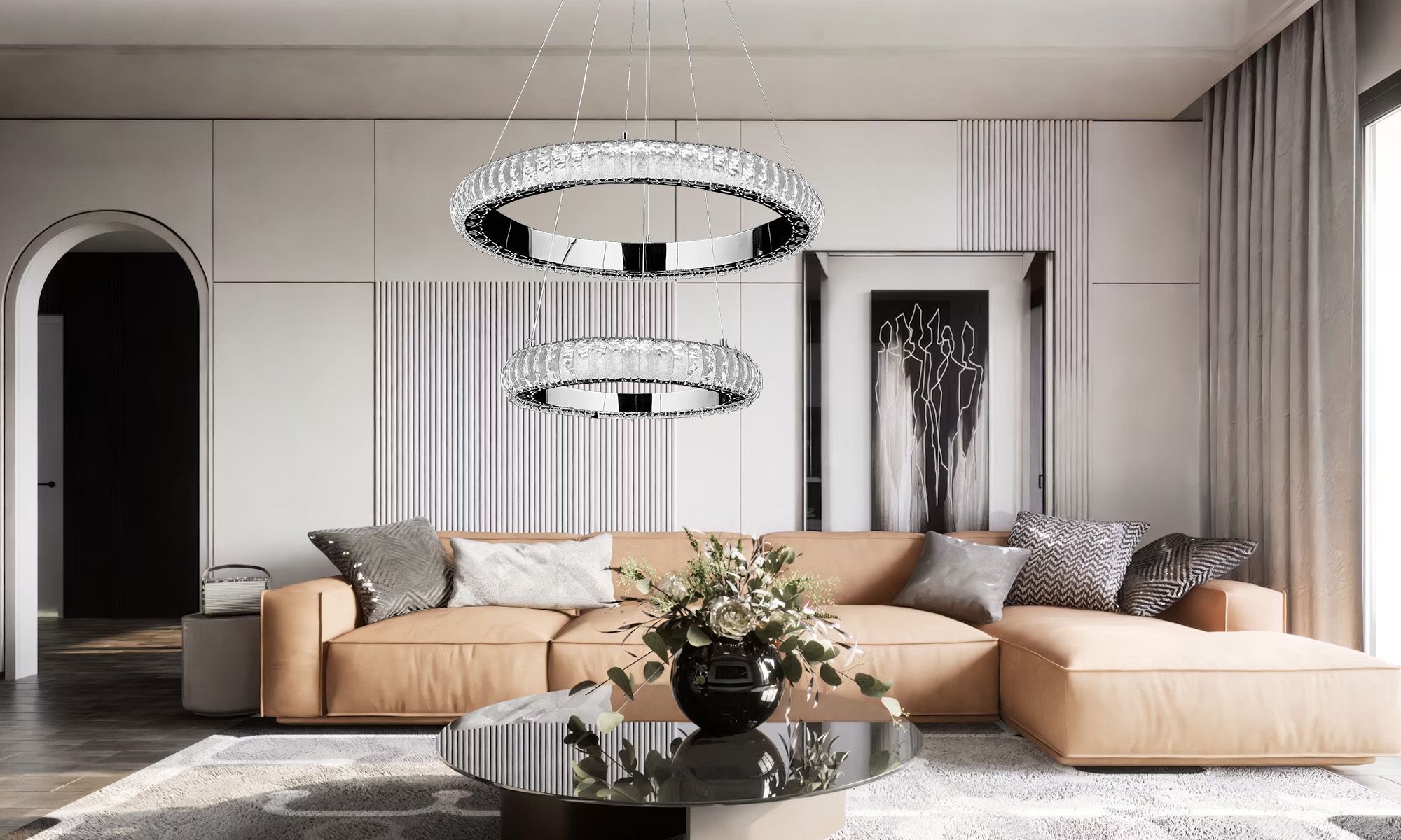 Toolight, LED závesné osvetlenie 60cm, G044-2CP, chrómová, OSW-06312