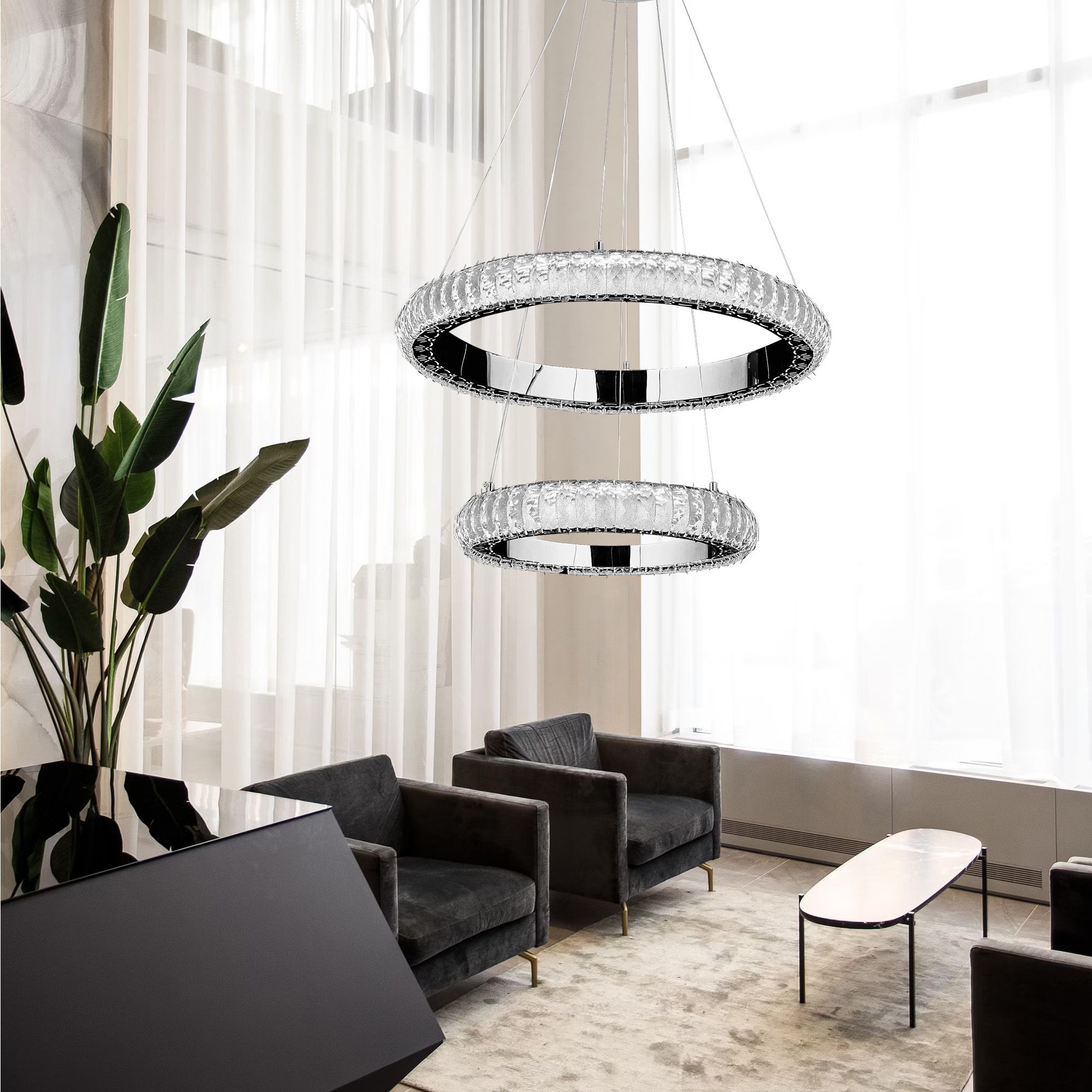 Toolight, LED závesné osvetlenie 60cm, G044-2CP, chrómová, OSW-06312