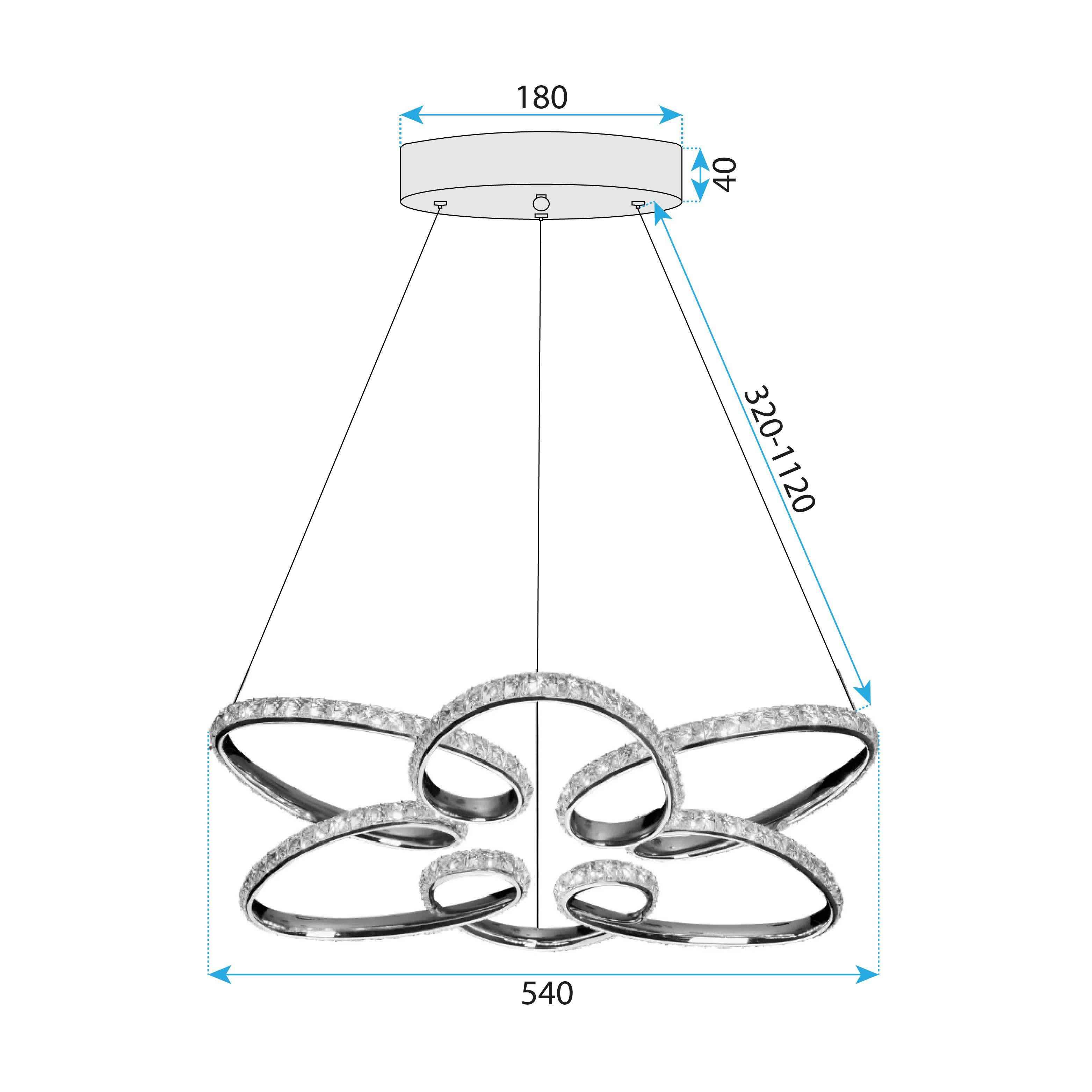 Toolight, LED stropné osvetlenie 54cm, 48W, 4000K, G002-CP, chrómová, OSW-09743