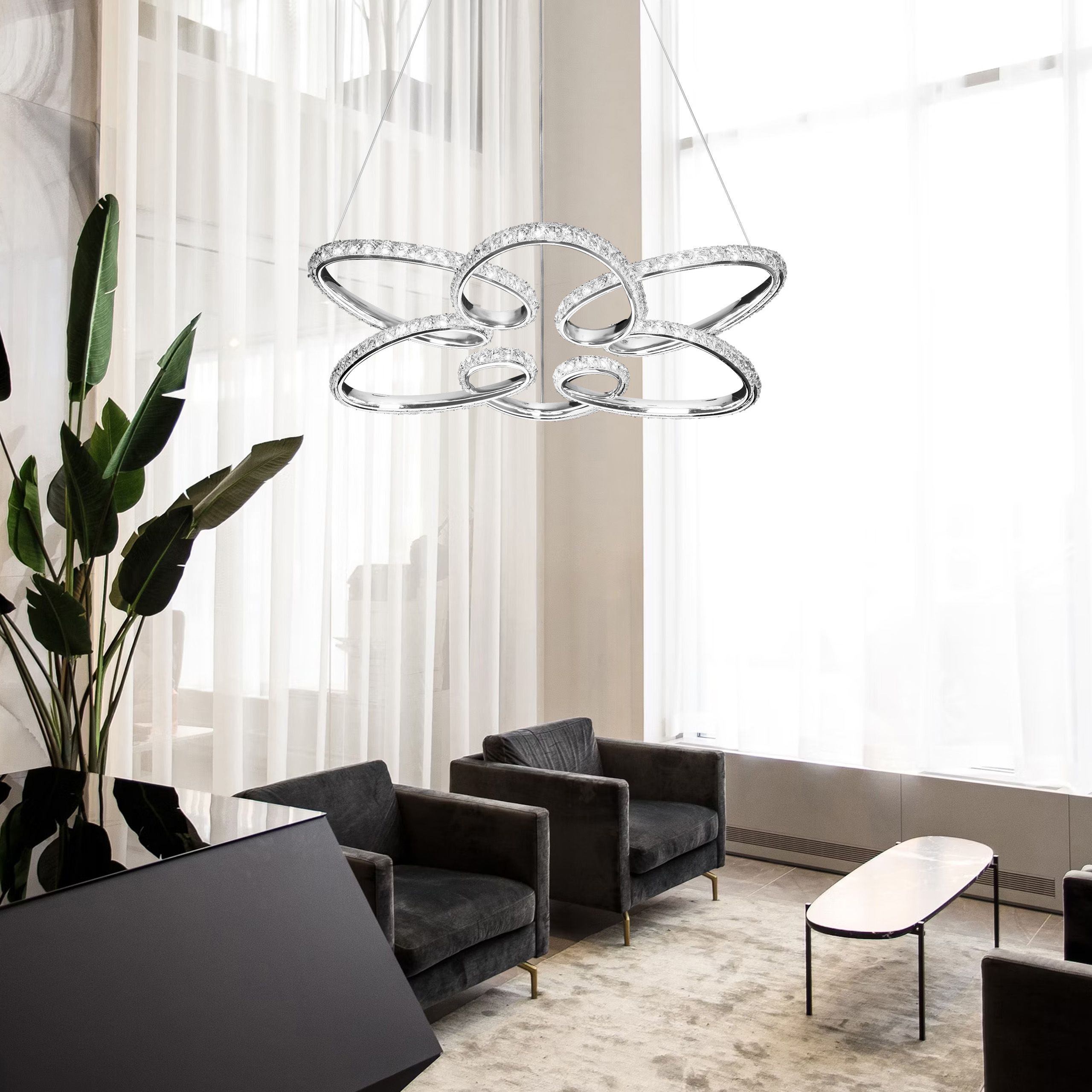 Toolight, LED stropné osvetlenie 54cm, 48W, 4000K, G002-CP, chrómová, OSW-09743