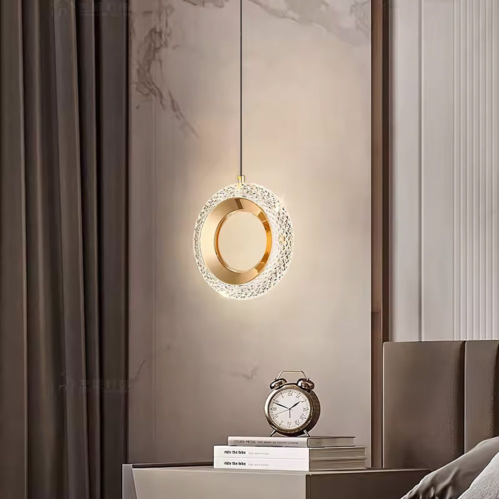 Toolight, krištáľová závesné svietidlo 20cm, 7W, 4000K, 500lm, G119-1CP, zlatá lesklá, OSW-09710