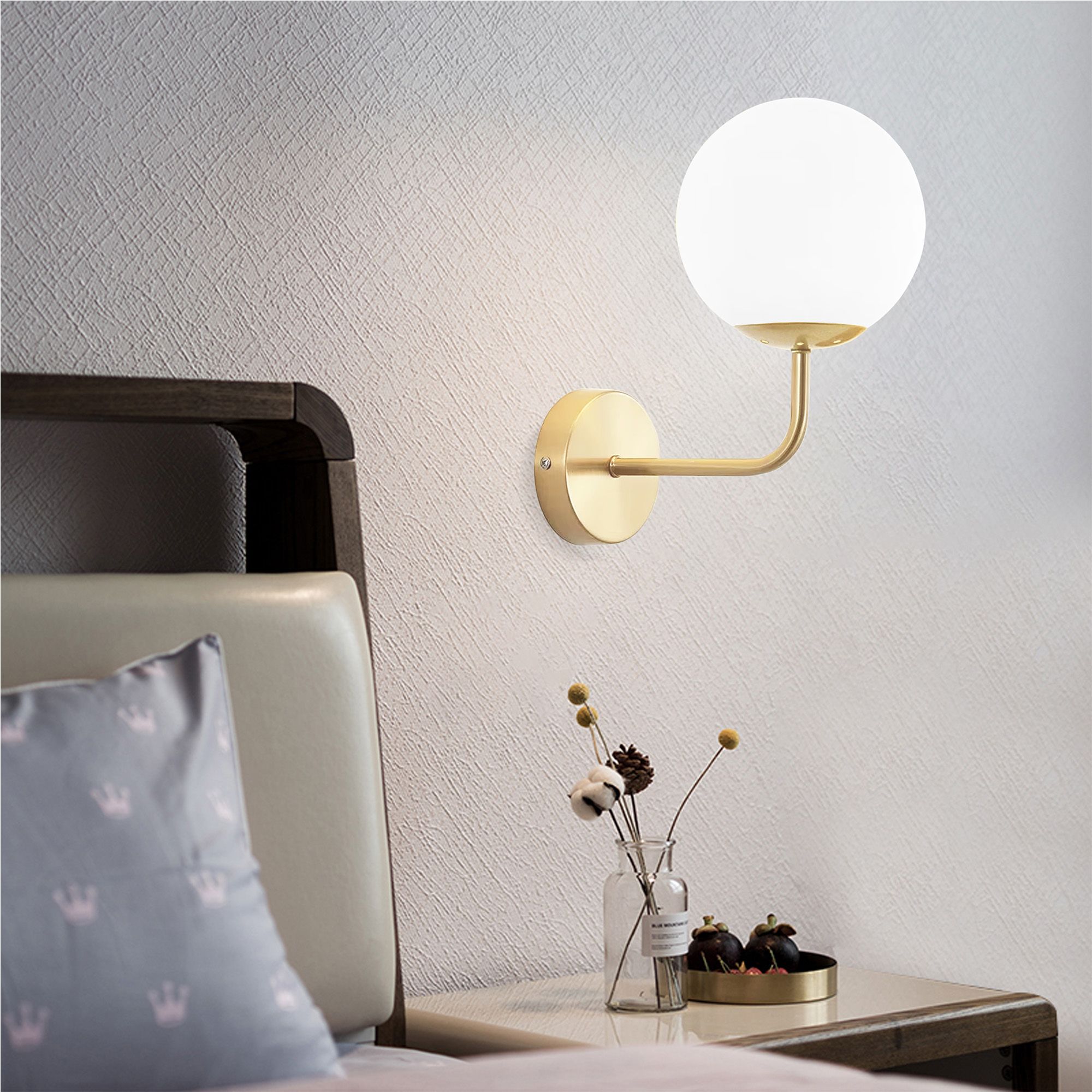 Toolight, nástenné svietidlo 1xE27, G096-1W, zlatá lesklá, OSW-09721