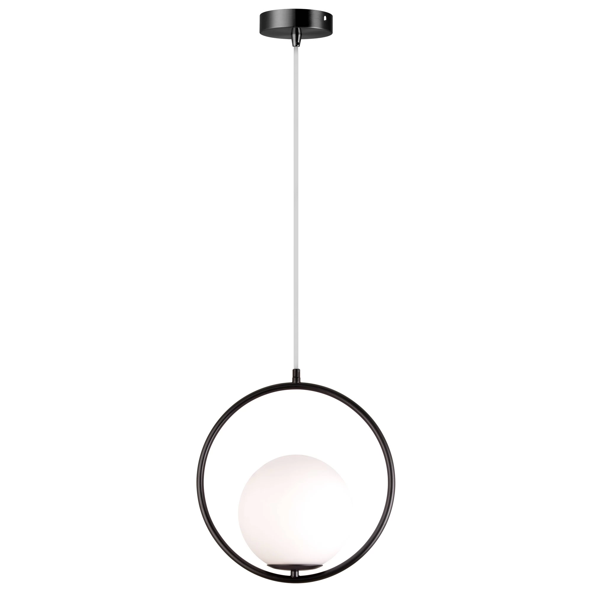 Toolight, stropné závesné svietidlo, biela sklenená guľa, 1xE27, G110-1W, biela-čierna, OSW-09735
