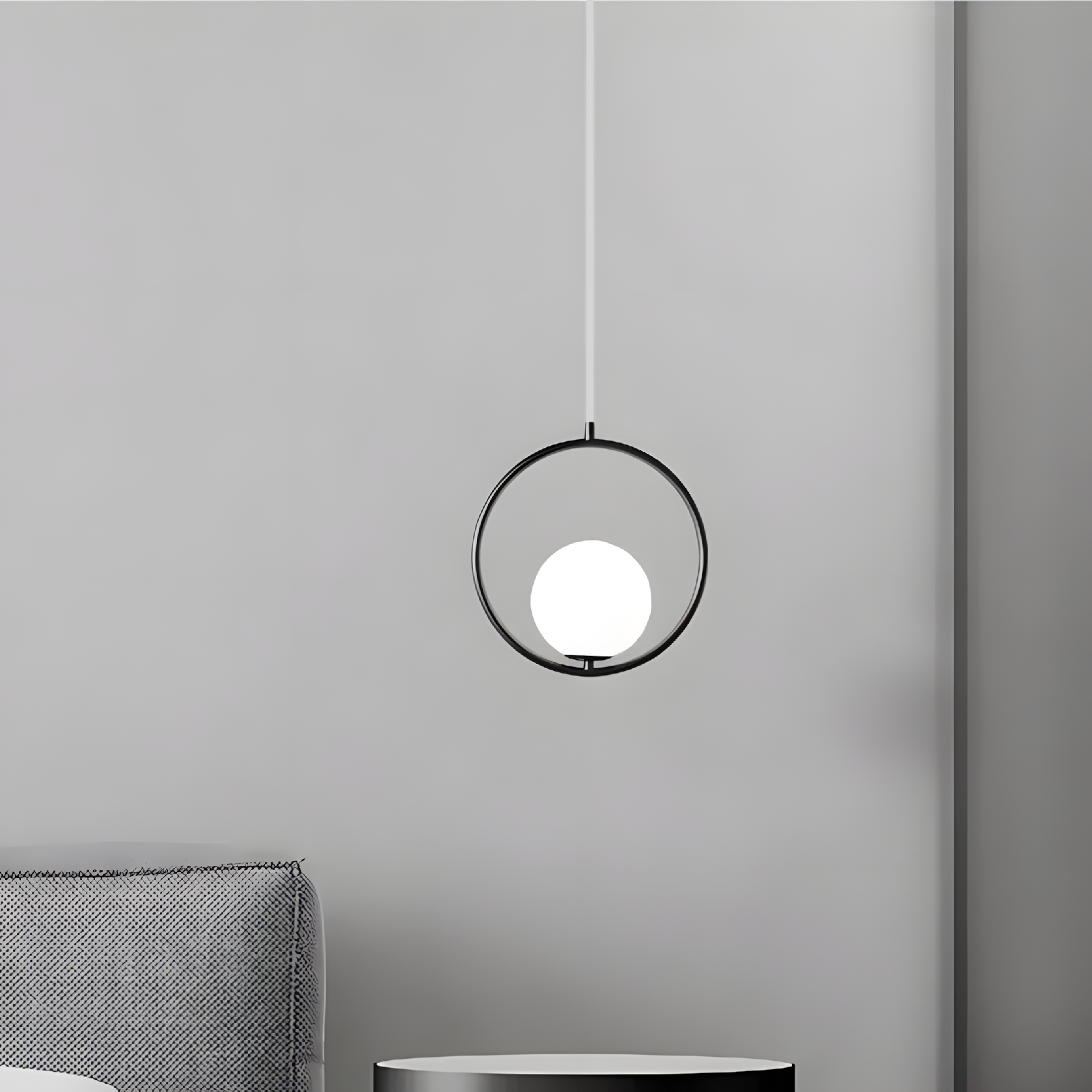 Toolight, stropné závesné svietidlo, biela sklenená guľa, 1xE27, G110-1W, biela-čierna, OSW-09735