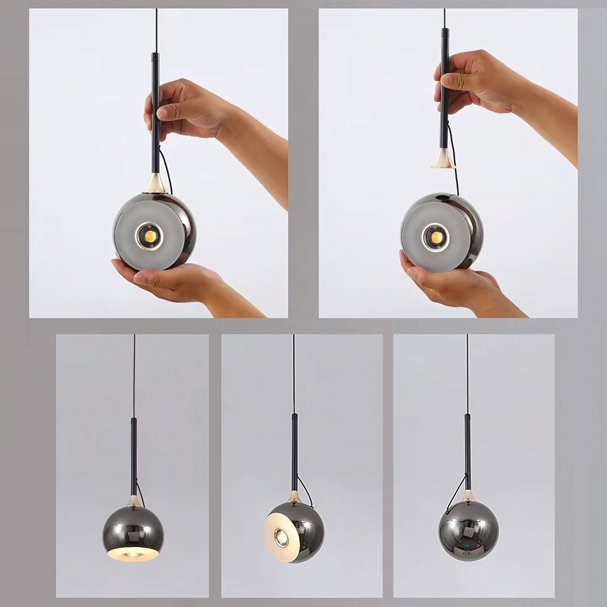 Toolight, LED závesné svietidlo 7W, 490lm, G087-1CP, čierny chróm, OSW-09704