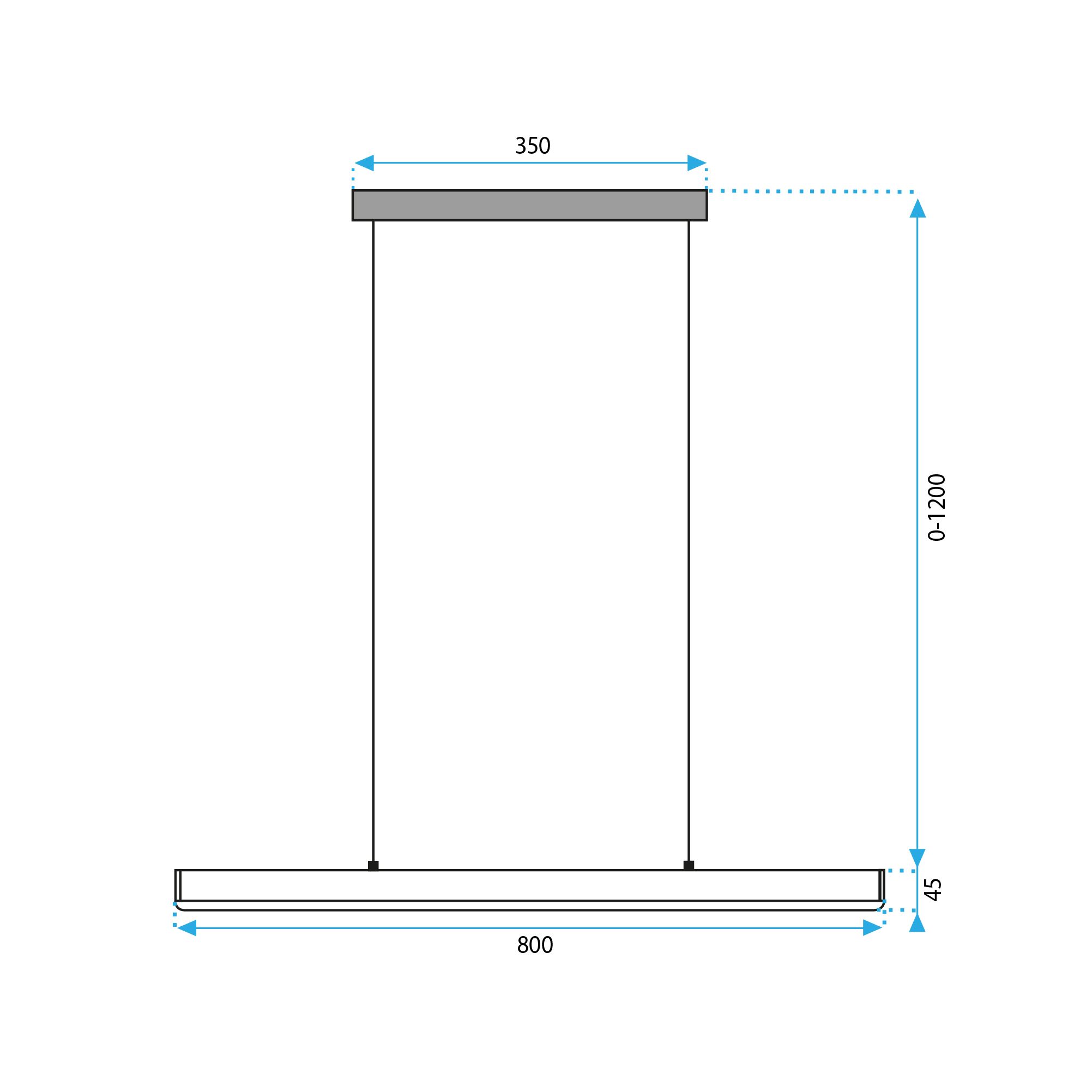 Toolight, LED závesné svietidlo 80cm, 15W, APP1447-CP, čierna matná, OSW-02391