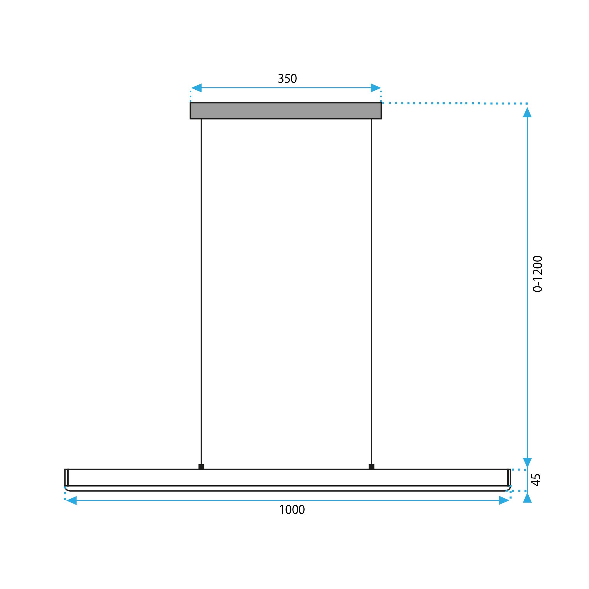 Toolight, LED stropné svietidlo 100cm, 15W, APP1448-CP, čierna matná, OSW-03900