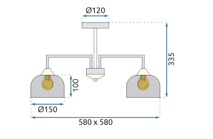 Toolight, závesné svietidlo 5xE27, G085-5C, čierna-šedé sklo, OSW-09702
