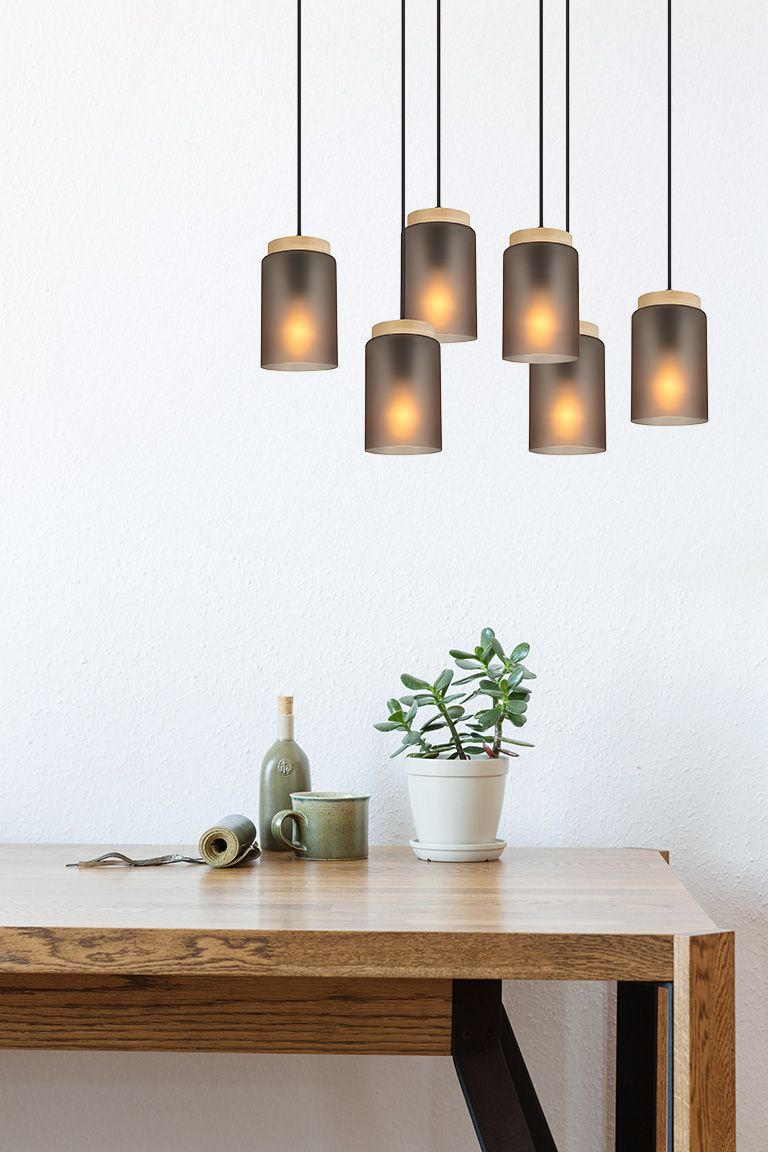 Toolight, závesné svietidlo 6xE27, APP1813-6CP, šedá-čierna, OSW-00663