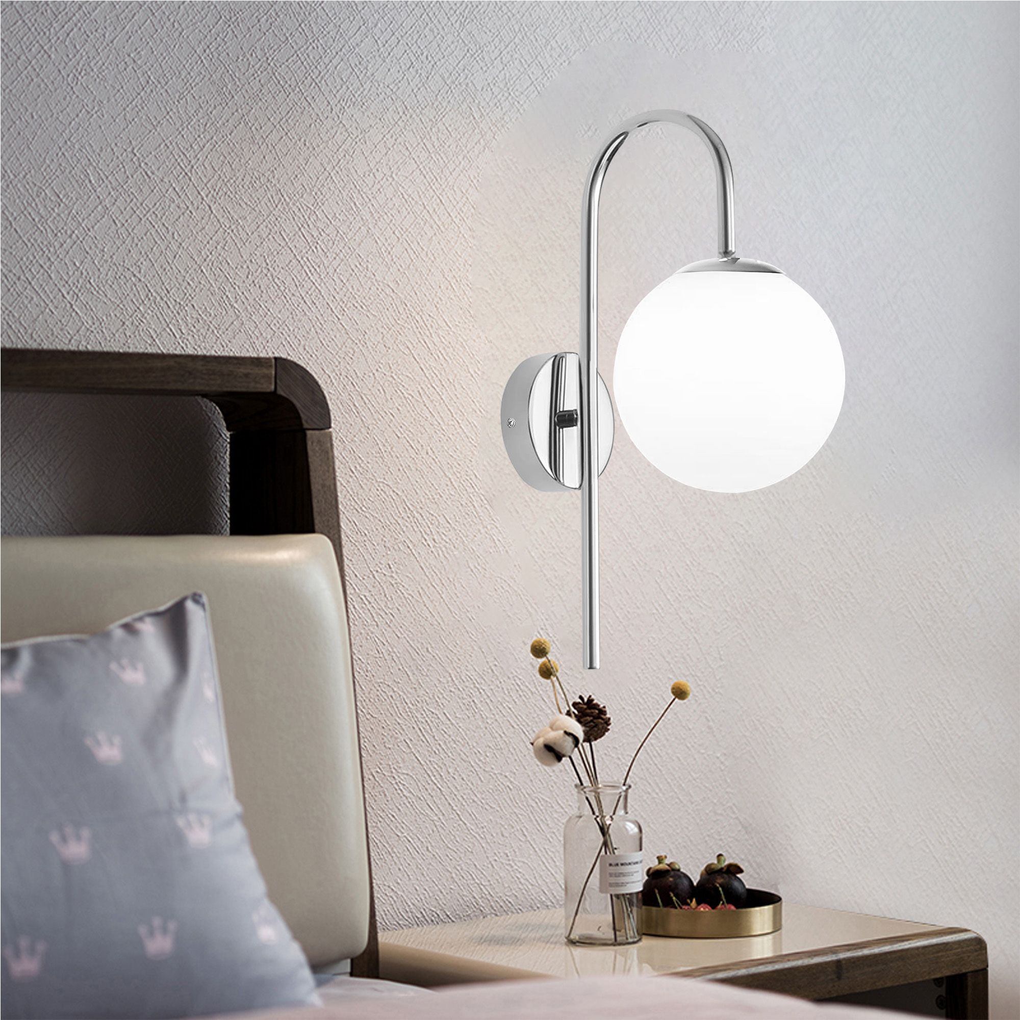 Toolight, nástenné svietidlo 1xE27, G092-1W, chrómová, OSW-09717