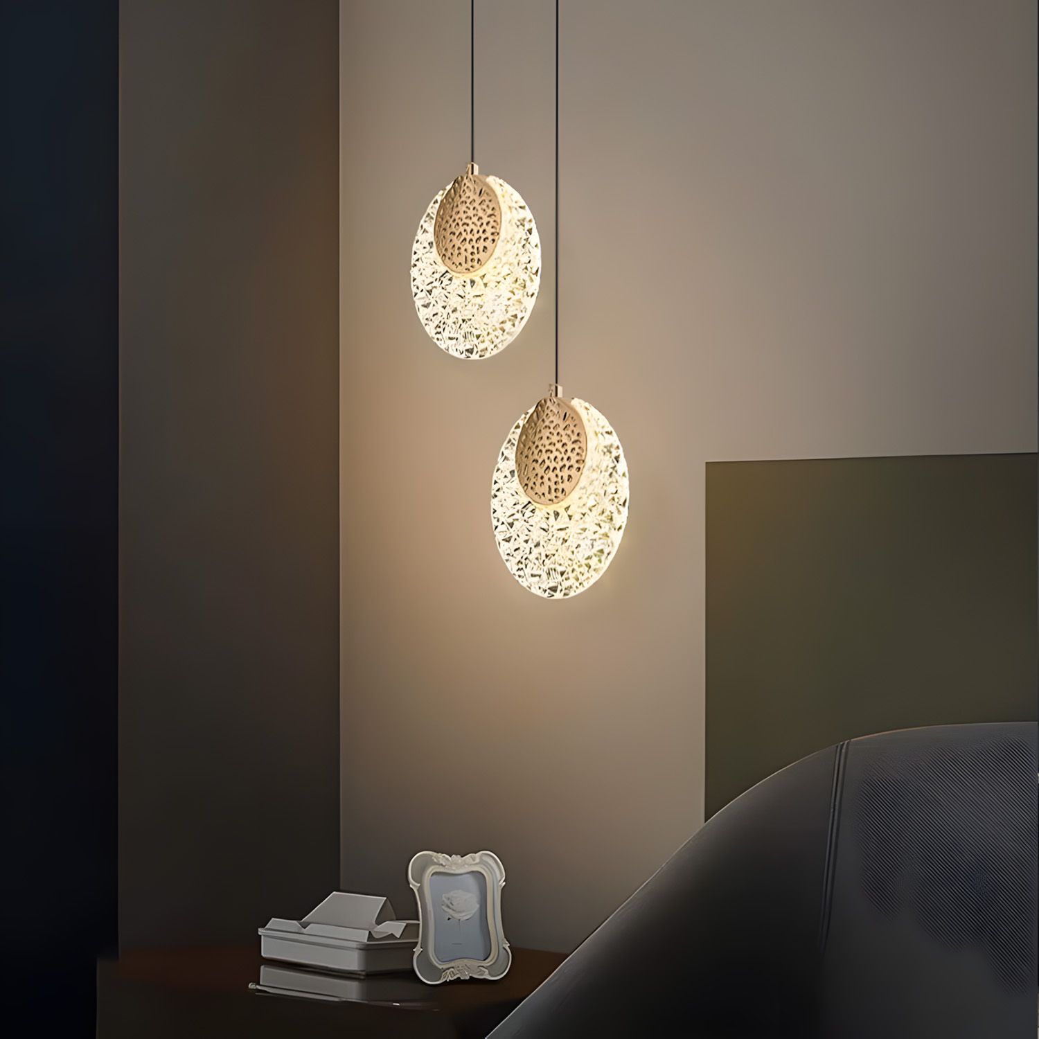 Toolight, krištáľové závesné svietidlo 7W, 4000K, G088-1CP, zlatá, OSW-09705