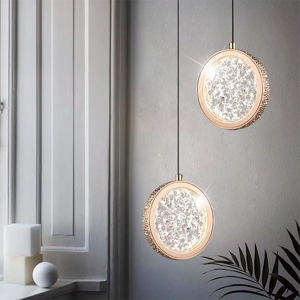Toolight, LED krištáľové závesné svietidlo, 7W, 4000K, 500lm, G089-1CP, zlatá, OSW-09706