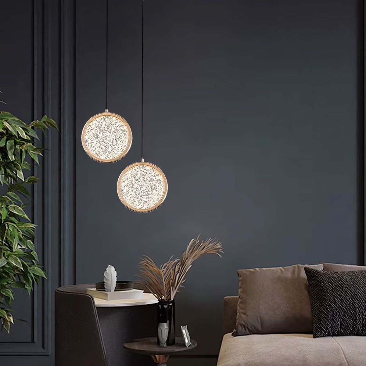 Toolight, LED krištáľové závesné svietidlo, 7W, 4000K, 500lm, G089-1CP, zlatá, OSW-09706