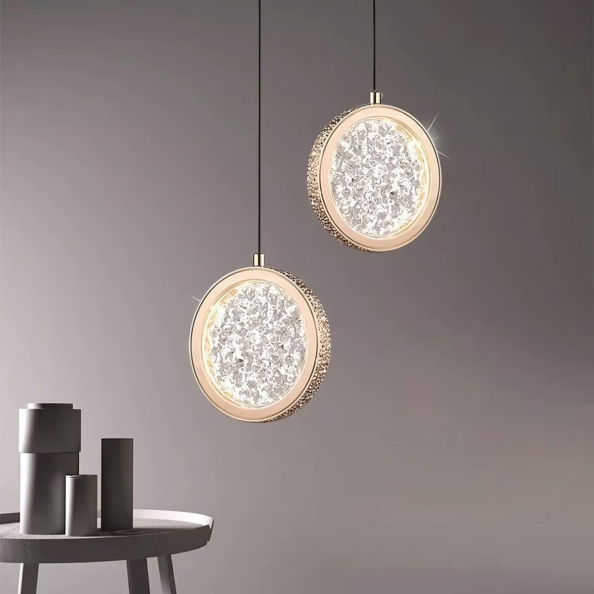 Toolight, LED krištáľové závesné svietidlo, 7W, 4000K, 500lm, G089-1CP, zlatá, OSW-09706