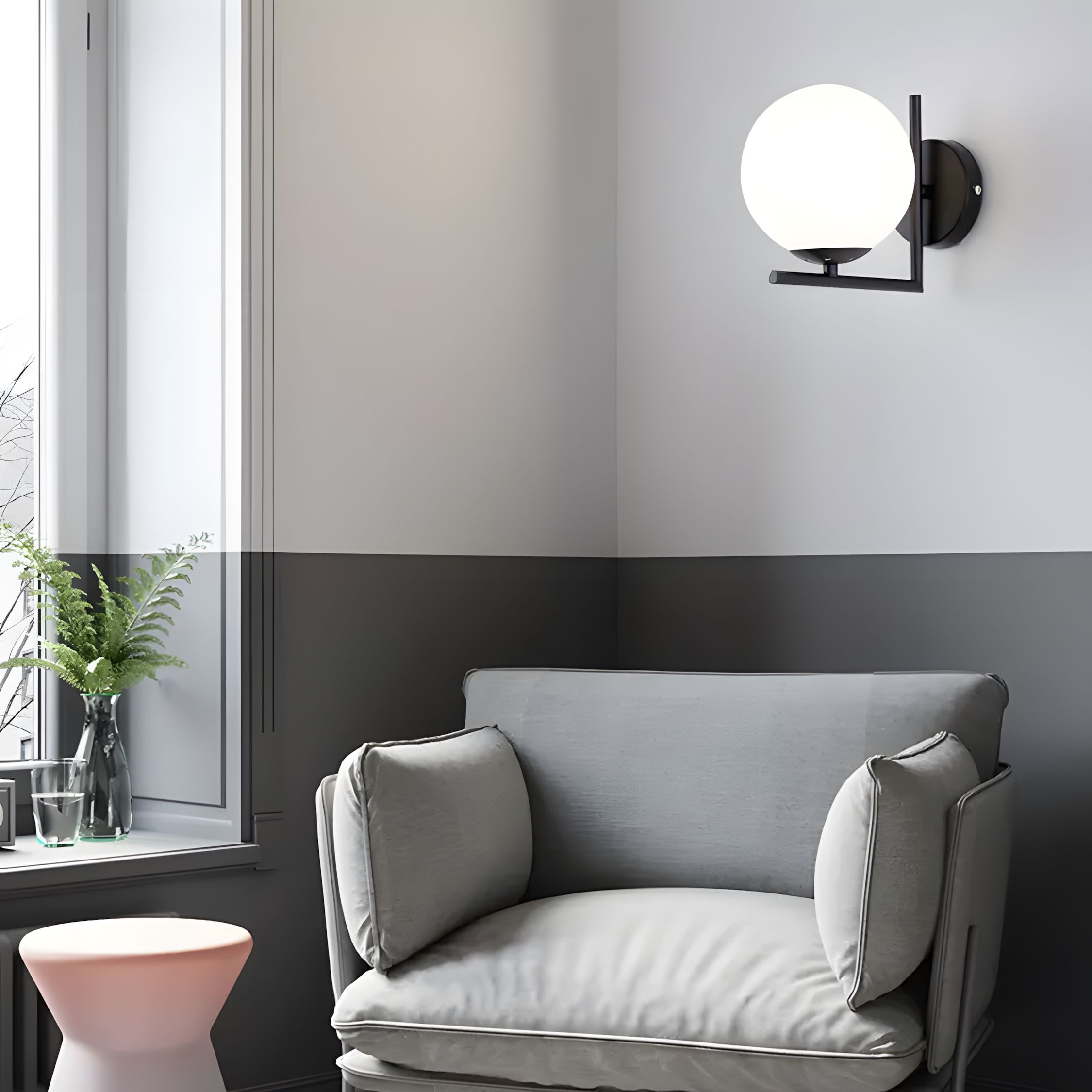 Toolight, nástenné svietidlo 1xE27, G101-1W, čierna-biela, OSW-09726