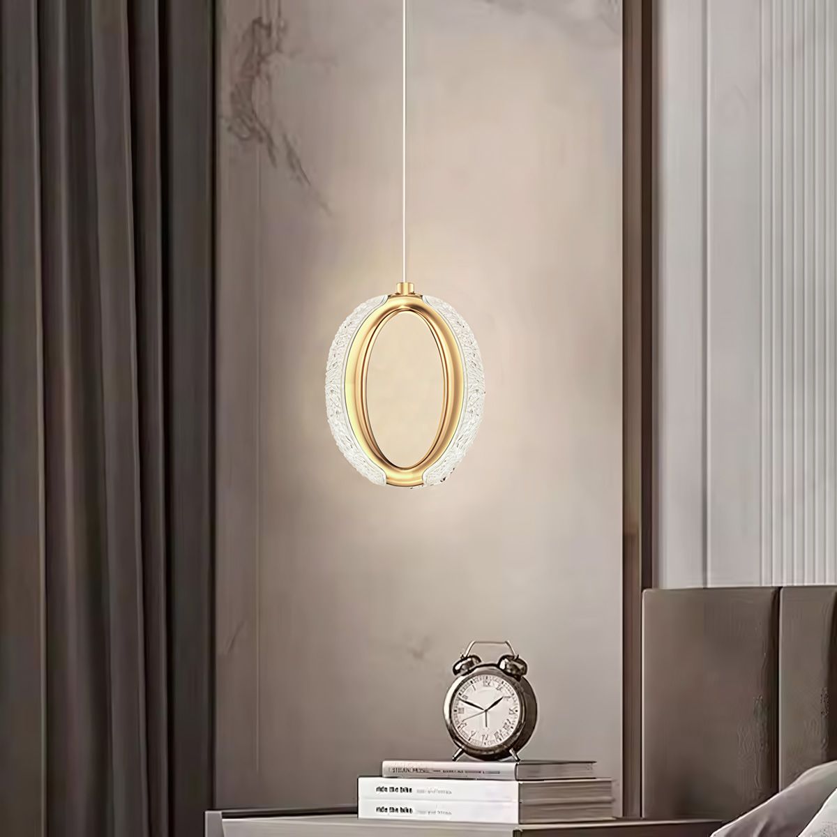 Toolight, LED krištáľové závesné svietidlo, 7W, 4000K, 500lm, G114-1CP, zlatá, OSW-09709