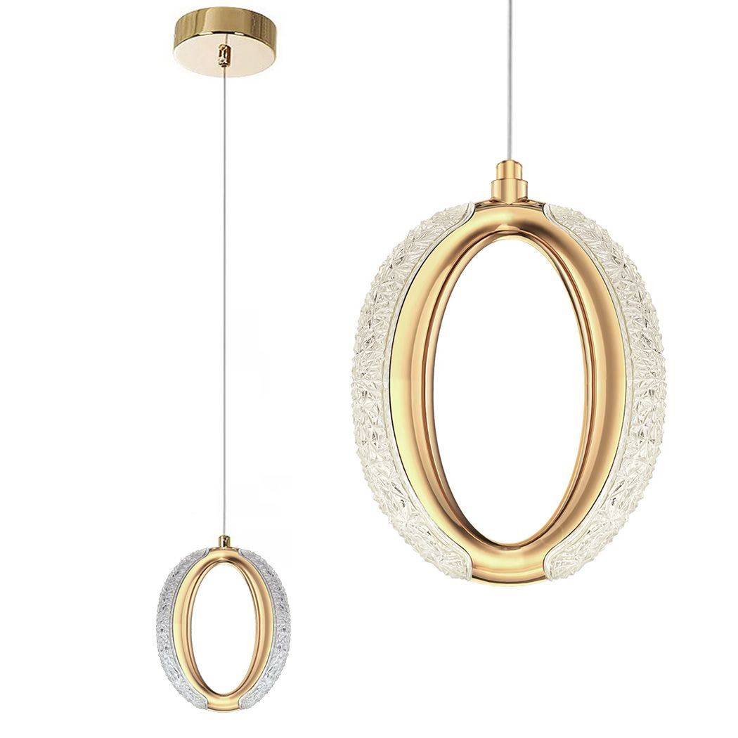 Toolight, LED krištáľové závesné svietidlo, 7W, 4000K, 500lm, G114-1CP, zlatá, OSW-09709
