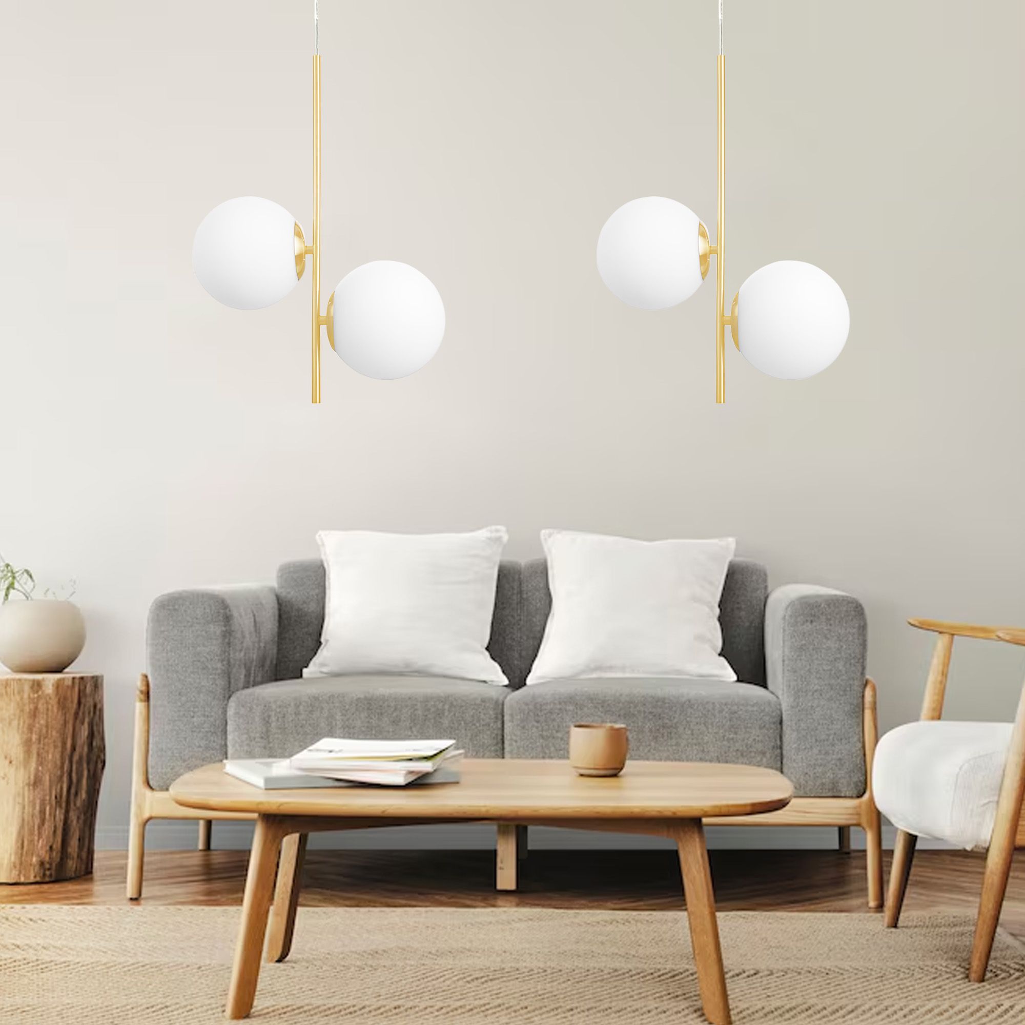 Toolight, závesné svietidlo 2xE27, G118-2CP, zlatá, OSW-09737