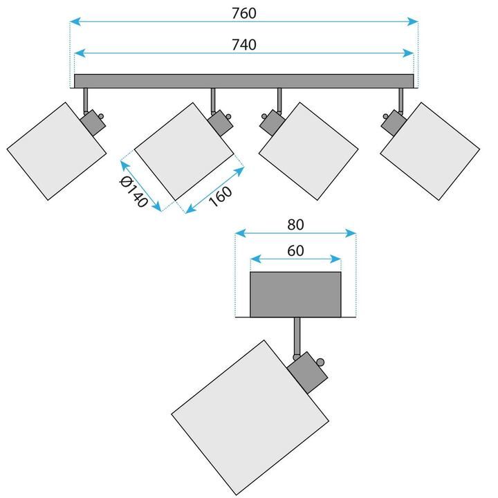 Toolight, stropné svietidlo 4xE27 APP1825-4W, čierna-hnedá, OSW-00624