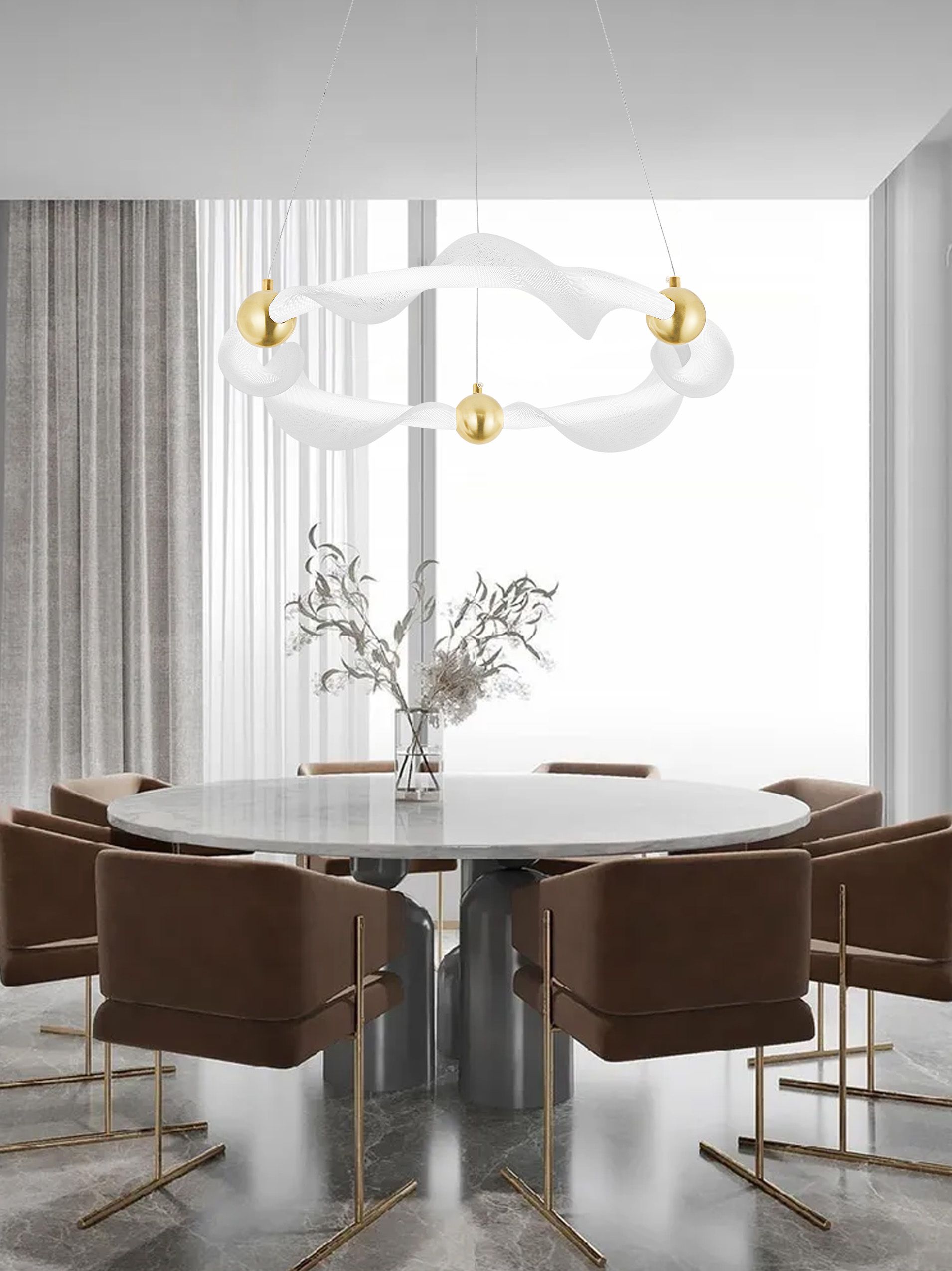 Toolight, LED závesné osvetlenie 45cm, 29W, 2500lm, 4000K, G010-CP, zlatá-biela, OSW-06317