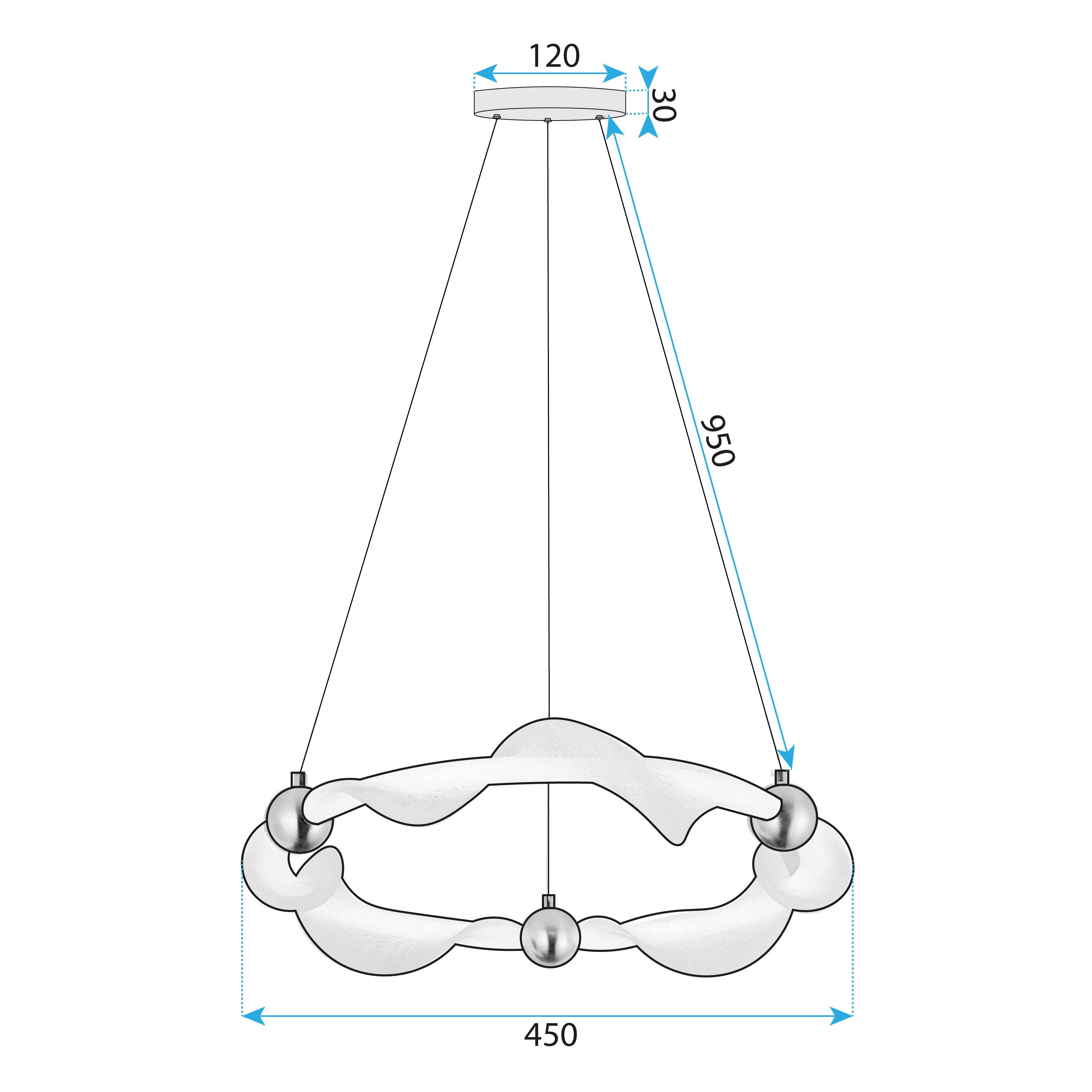 Toolight, LED závesné osvetlenie 45cm, 29W, 2500lm, 4000K, G010-CP, zlatá-biela, OSW-06317