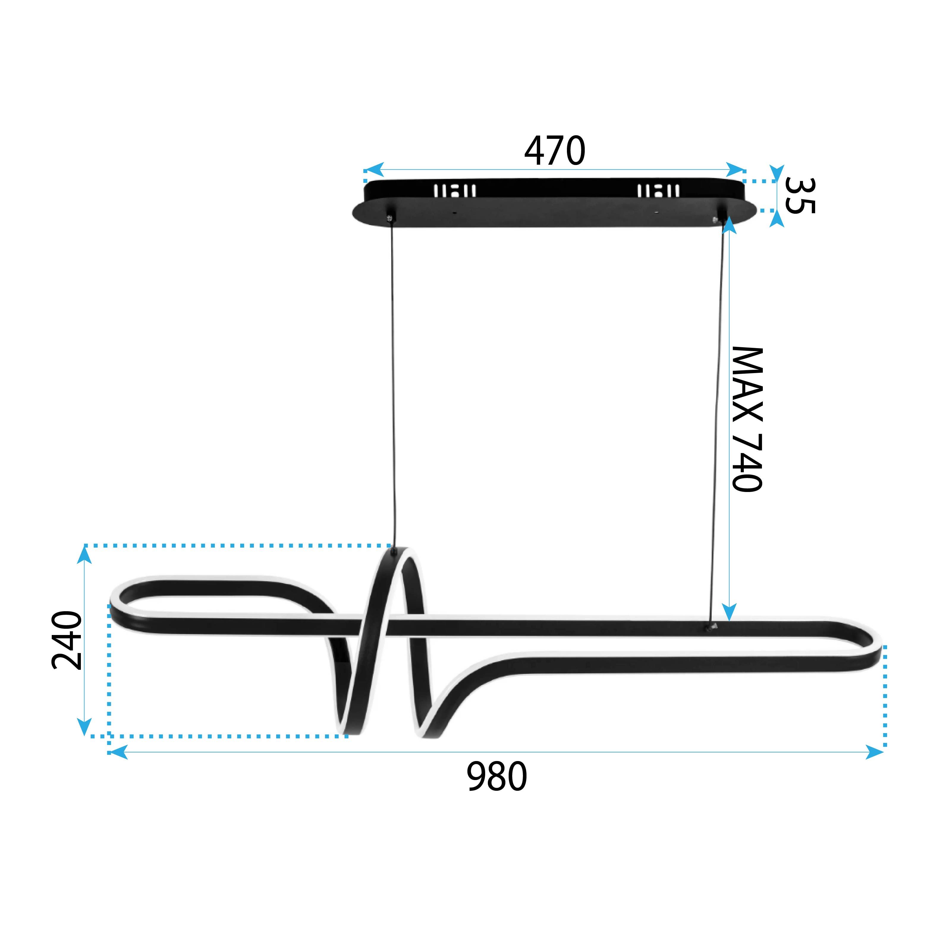 Toolight, LED stropné osvetlenie 98cm, 100W, 4000K, G038-CP, čierna matná, OSW-06305