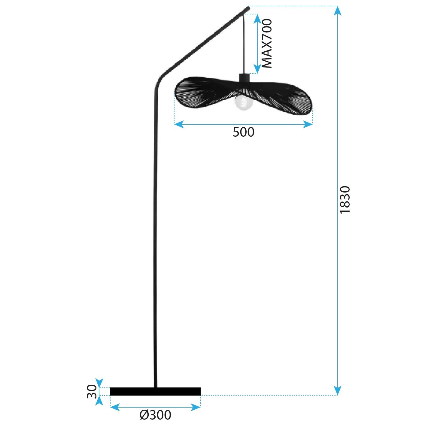 Toolight, podlahová lampa 1xE27 APP1829-1F, čierna-hnedá, OSW-09319
