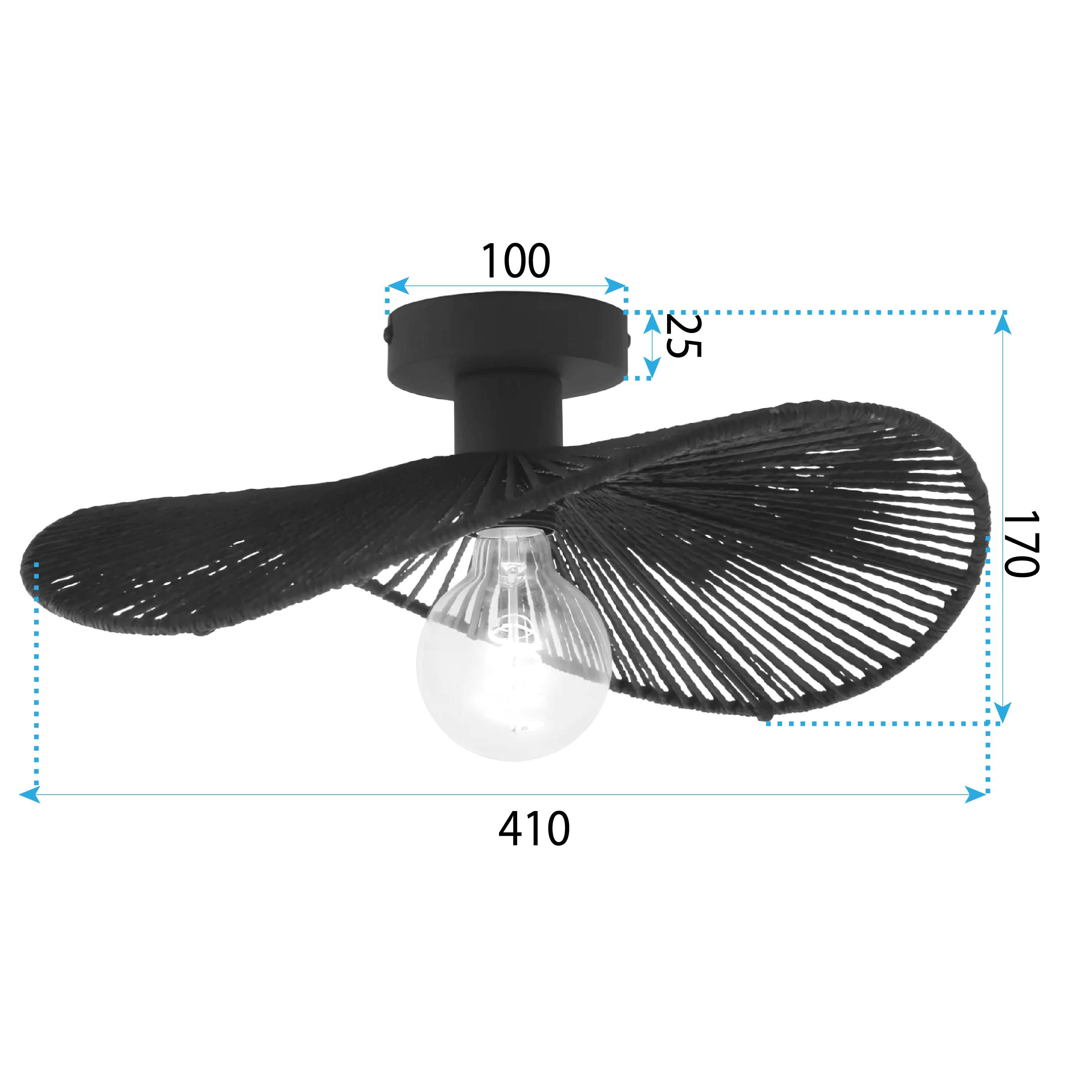 Toolight, stropné svietidlo 41cm, 1xE27, APP1832-1C, čierna, OSW-00631
