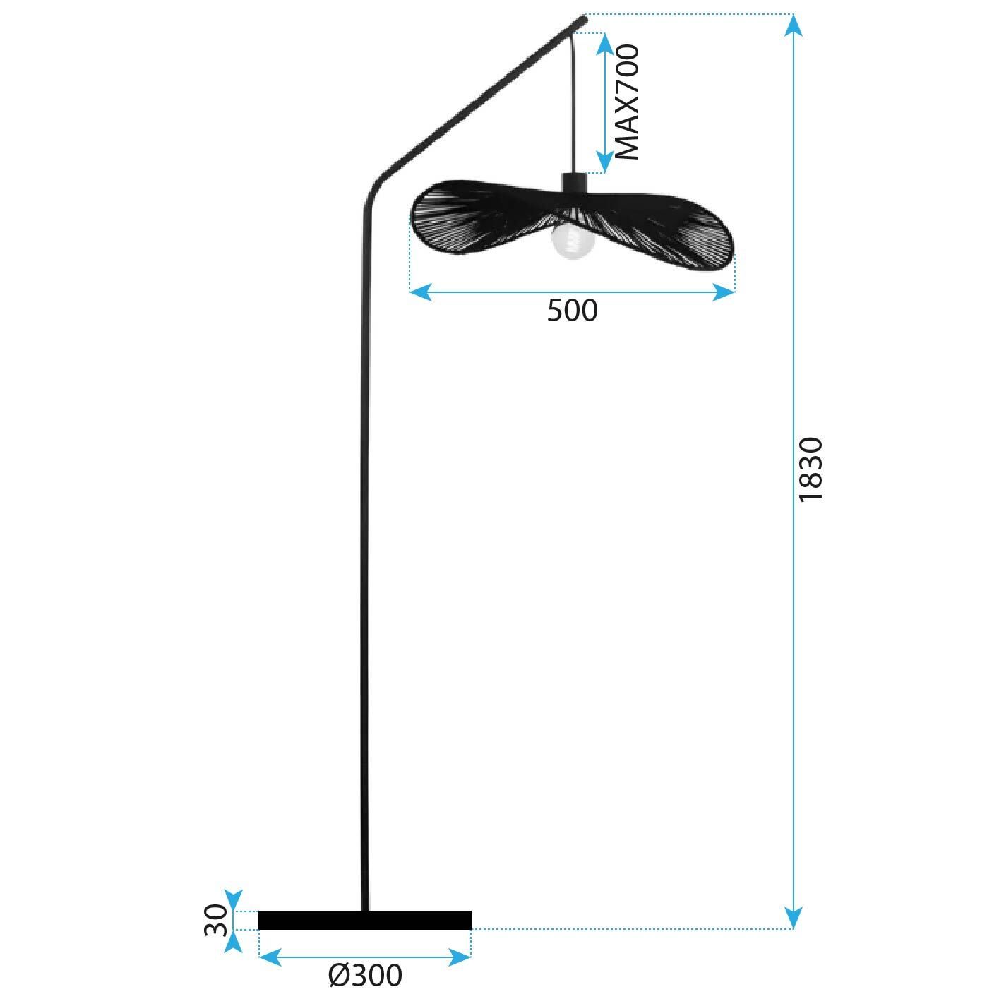 Toolight, podlahová lampa 1xE27, APP1834-1F, čierna matná, OSW-00637