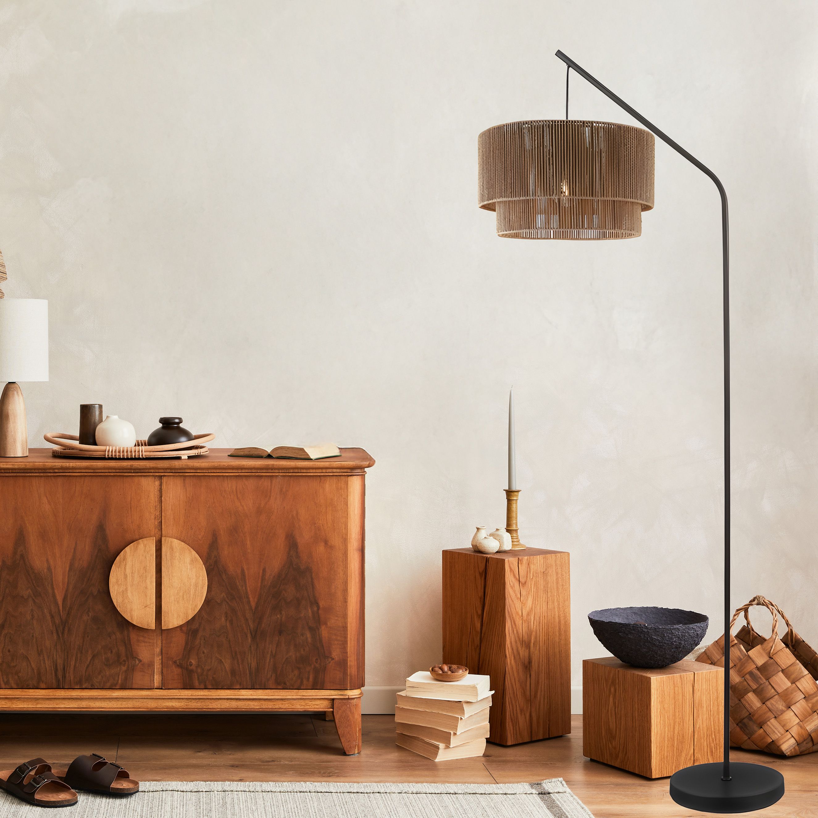 Toolight, podlahová lampa 1xE27, APP1839-1F, čierna-hnedá, OSW-07060